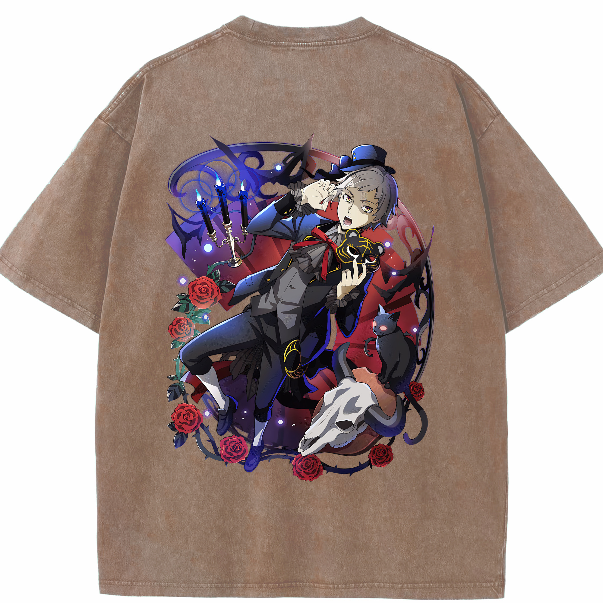 （画像用） 文豪ストレイドッグス Bungo Stray Dogs 綿100% ヴィンテージ風 半袖Tシャツ（背面プリント）