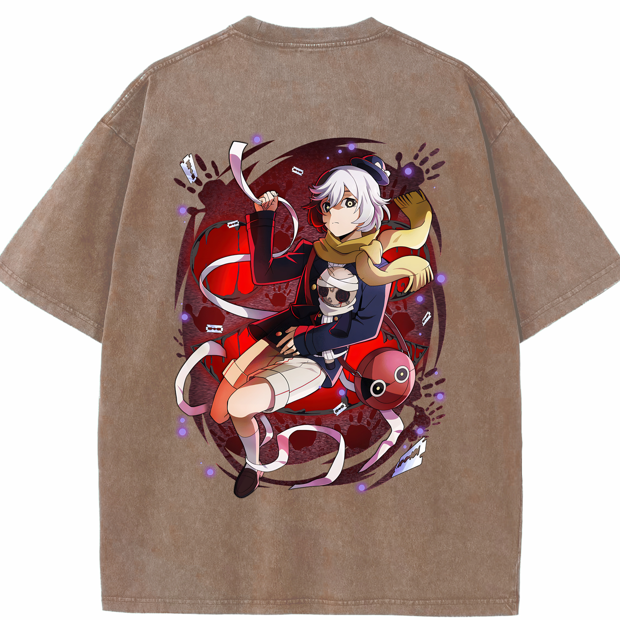 （画像用） 文豪ストレイドッグス Bungo Stray Dogs 綿100% ヴィンテージ風 半袖Tシャツ（背面プリント）