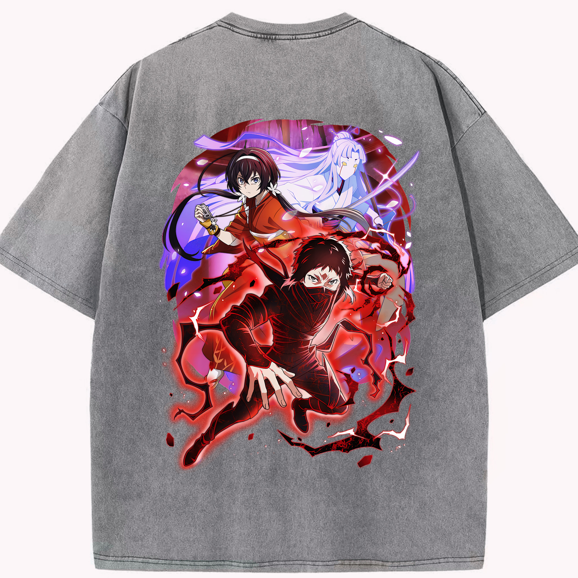 （画像用） 文豪ストレイドッグス Bungo Stray Dogs 綿100% ヴィンテージ風 半袖Tシャツ（背面プリント）