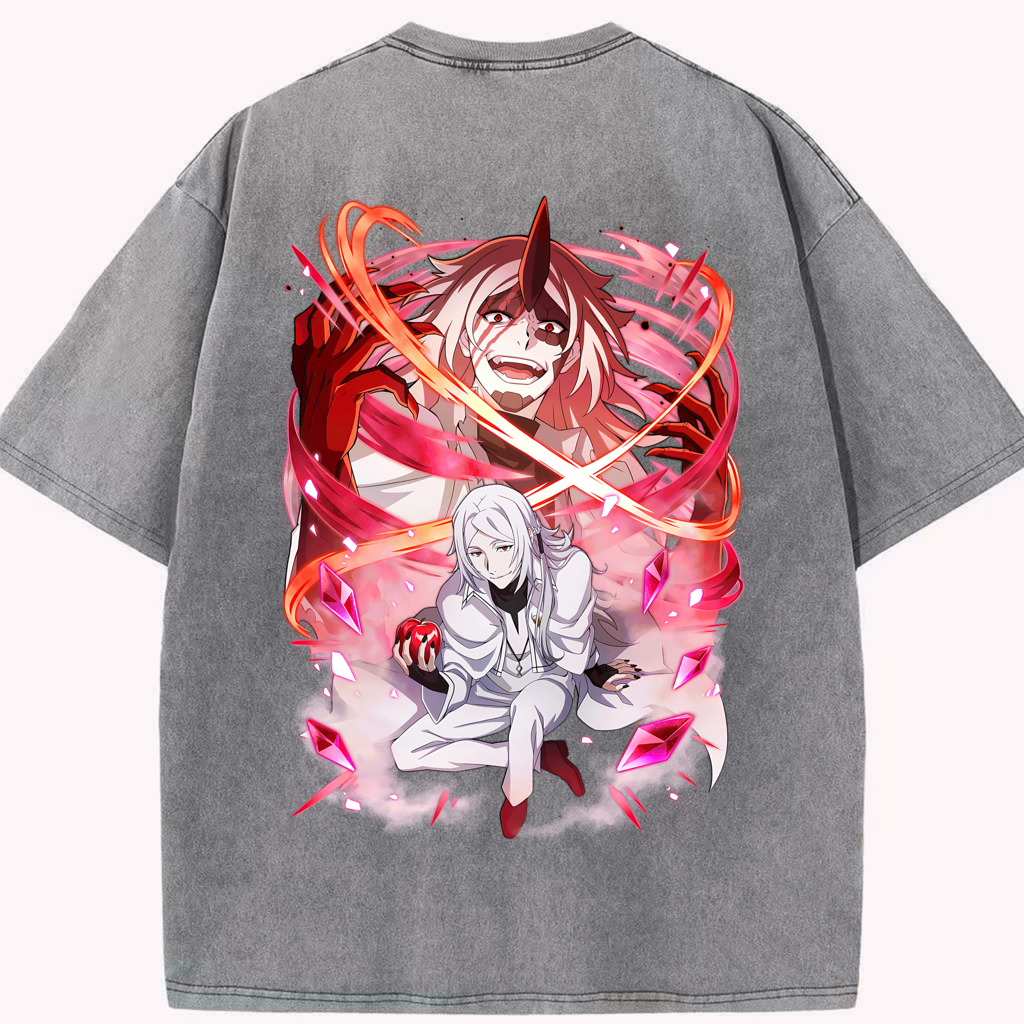 （画像用） 文豪ストレイドッグス Bungo Stray Dogs 綿100% ヴィンテージ風 半袖Tシャツ（背面プリント）