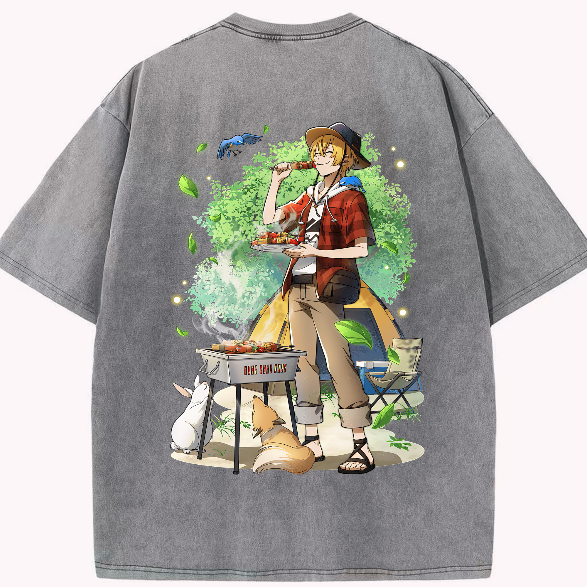 （画像用） 文豪ストレイドッグス Bungo Stray Dogs 綿100% ヴィンテージ風 半袖Tシャツ（背面プリント）