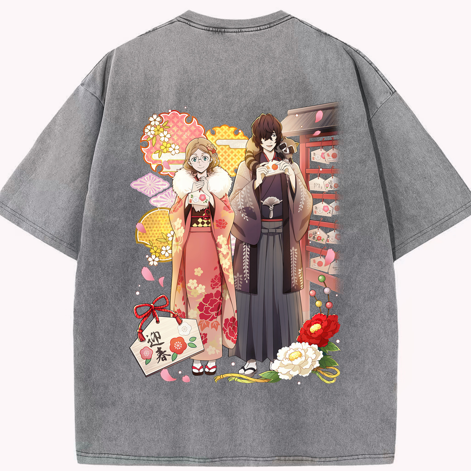（画像用） 文豪ストレイドッグス Bungo Stray Dogs 綿100% ヴィンテージ風 半袖Tシャツ（背面プリント）