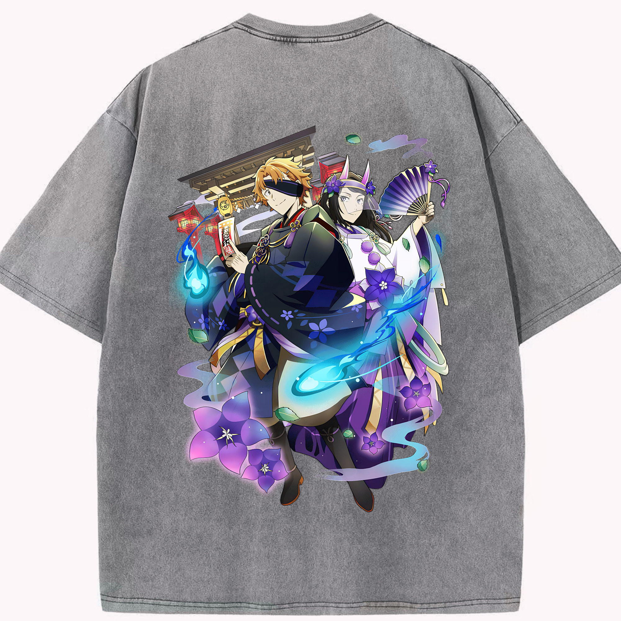 （画像用） 文豪ストレイドッグス Bungo Stray Dogs 綿100% ヴィンテージ風 半袖Tシャツ（背面プリント）
