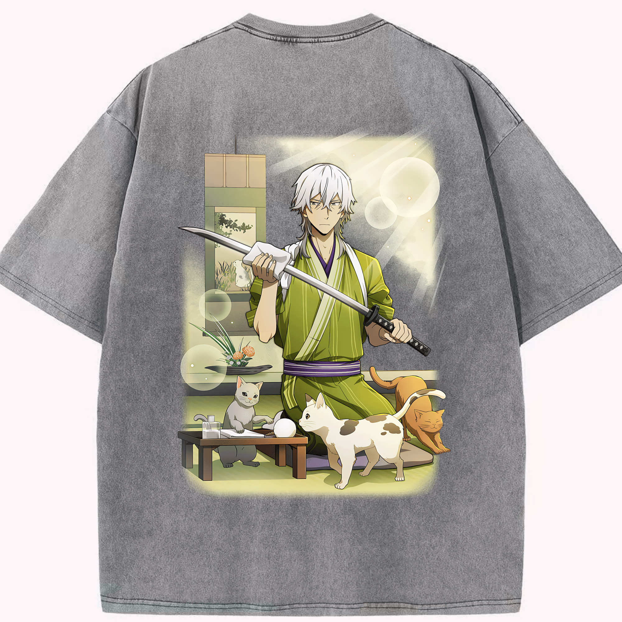 （画像用） 文豪ストレイドッグス Bungo Stray Dogs 綿100% ヴィンテージ風 半袖Tシャツ（背面プリント）