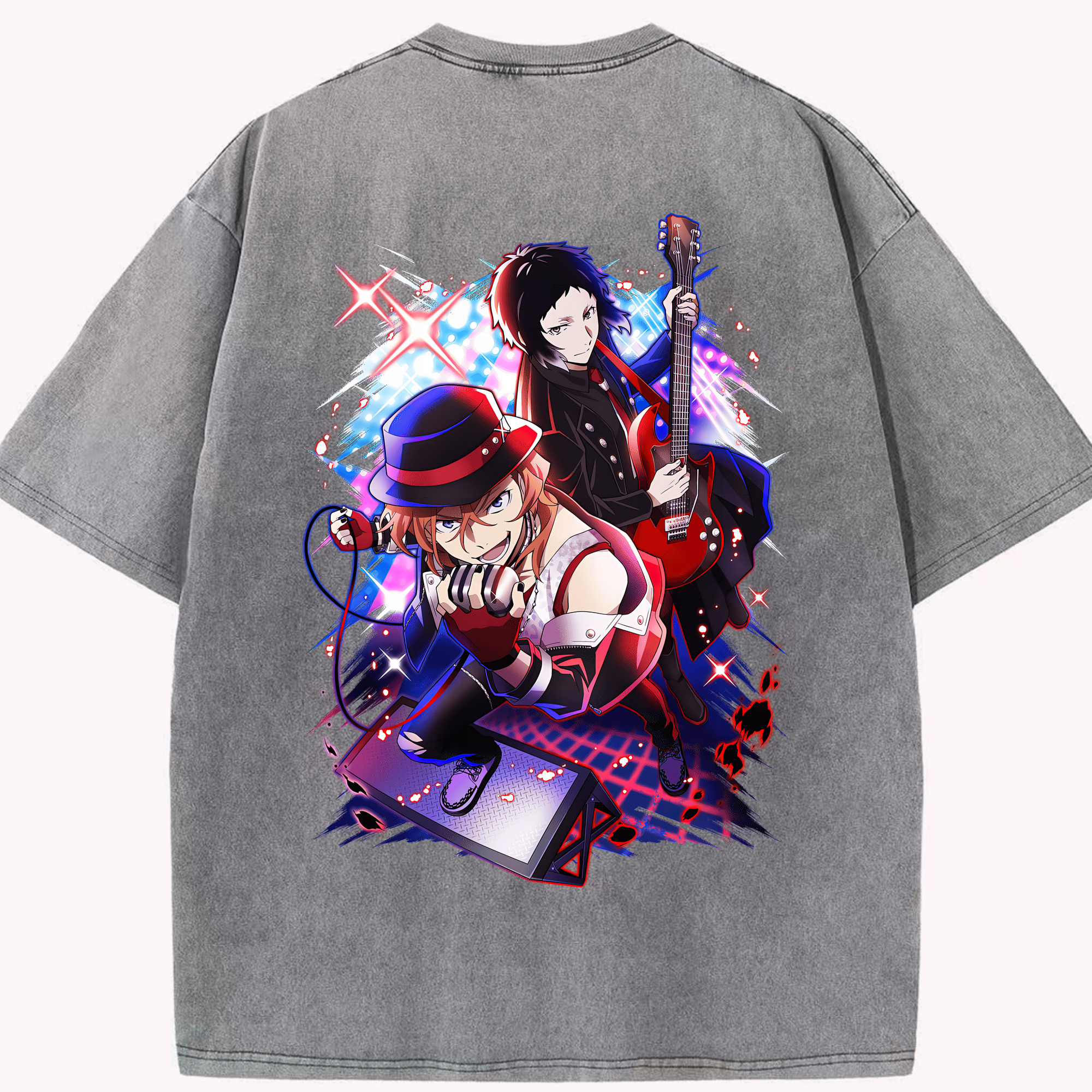 （画像用） 文豪ストレイドッグス Bungo Stray Dogs 綿100% ヴィンテージ風 半袖Tシャツ（背面プリント）