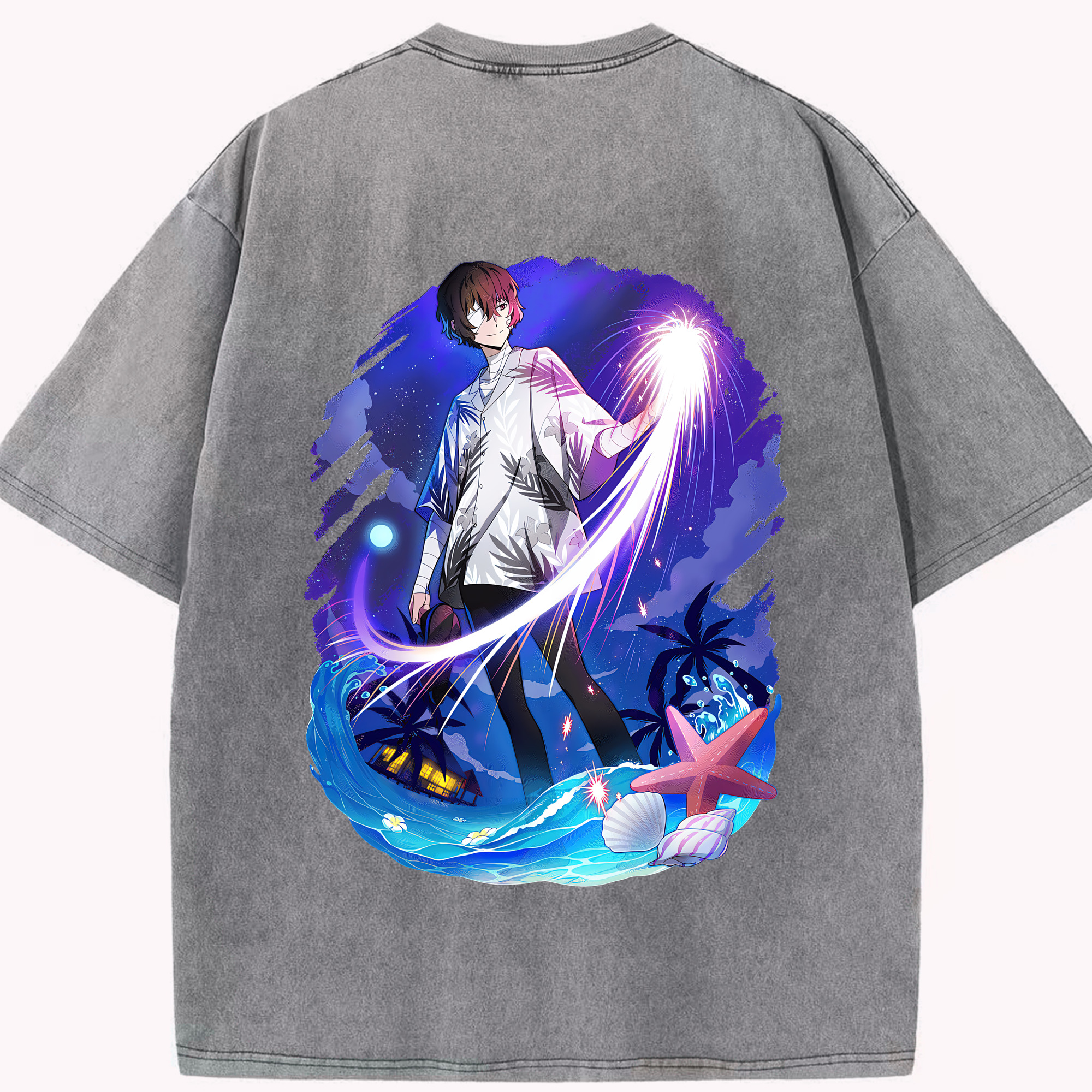 （画像用） 文豪ストレイドッグス Bungo Stray Dogs 綿100% ヴィンテージ風 半袖Tシャツ（背面プリント）