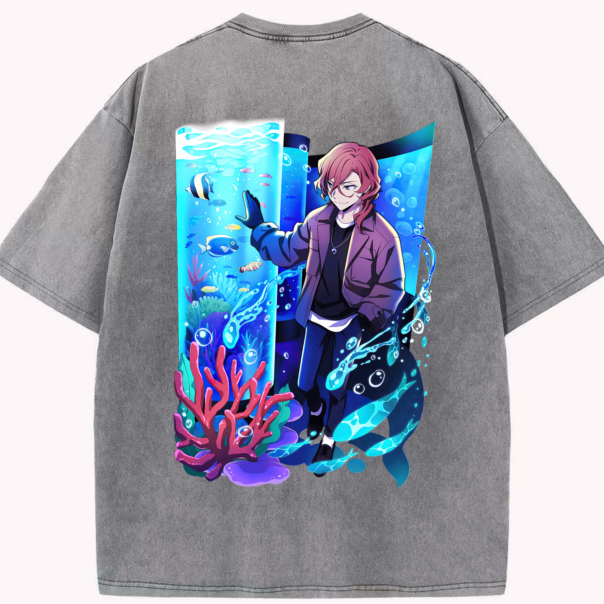 （画像用） 文豪ストレイドッグス Bungo Stray Dogs 綿100% ヴィンテージ風 半袖Tシャツ（背面プリント）
