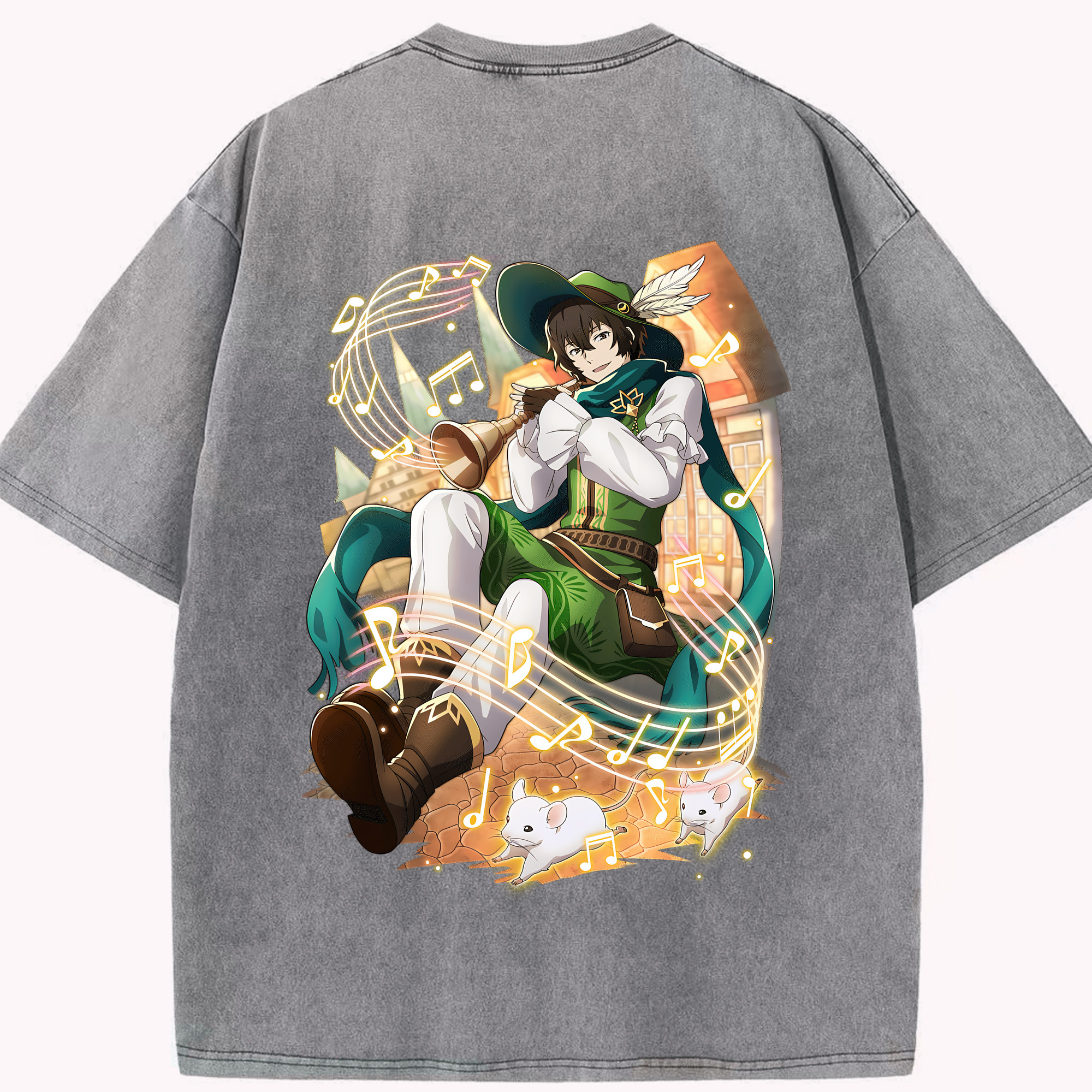 （画像用） 文豪ストレイドッグス Bungo Stray Dogs 綿100% ヴィンテージ風 半袖Tシャツ（背面プリント）