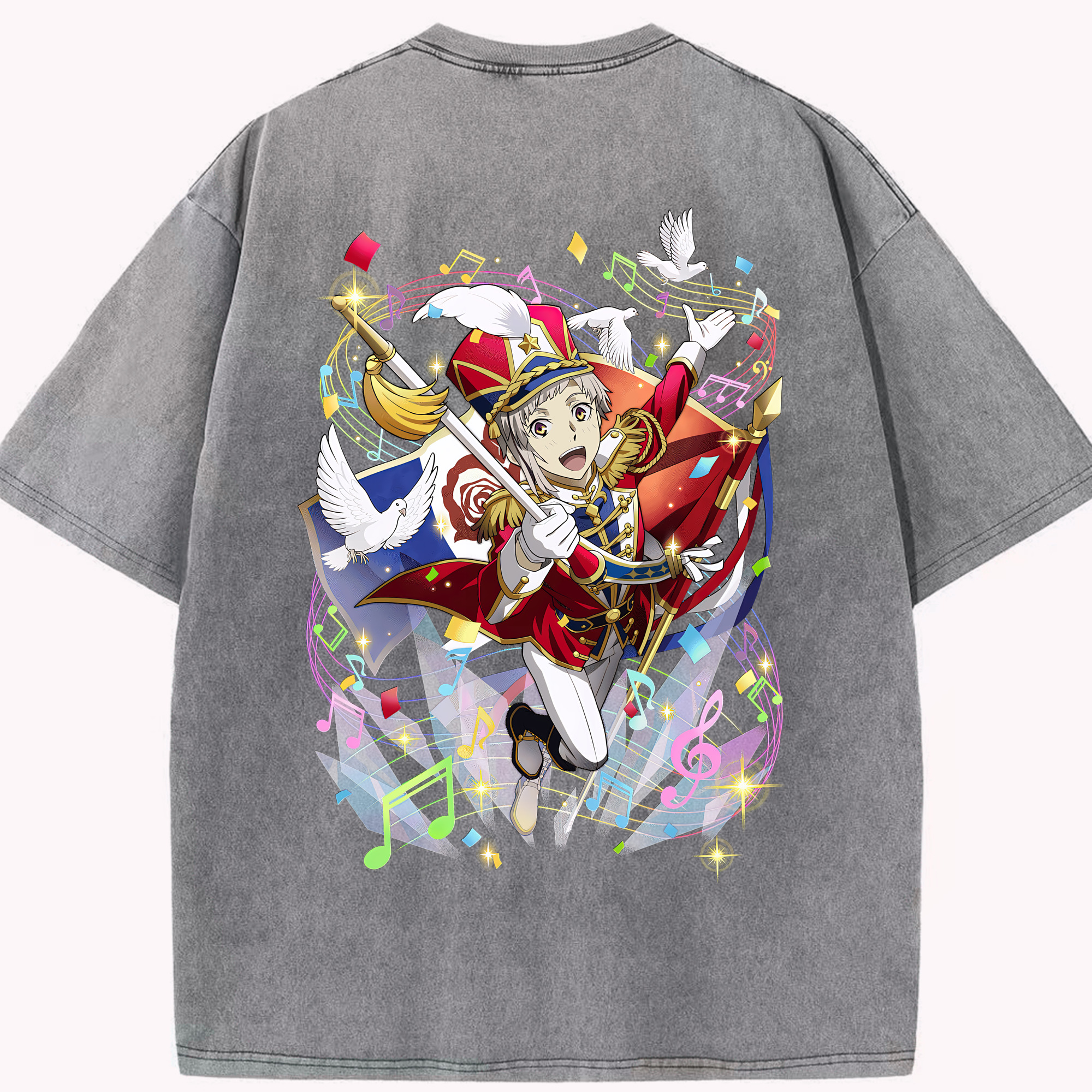 （画像用） 文豪ストレイドッグス Bungo Stray Dogs 綿100% ヴィンテージ風 半袖Tシャツ（背面プリント）