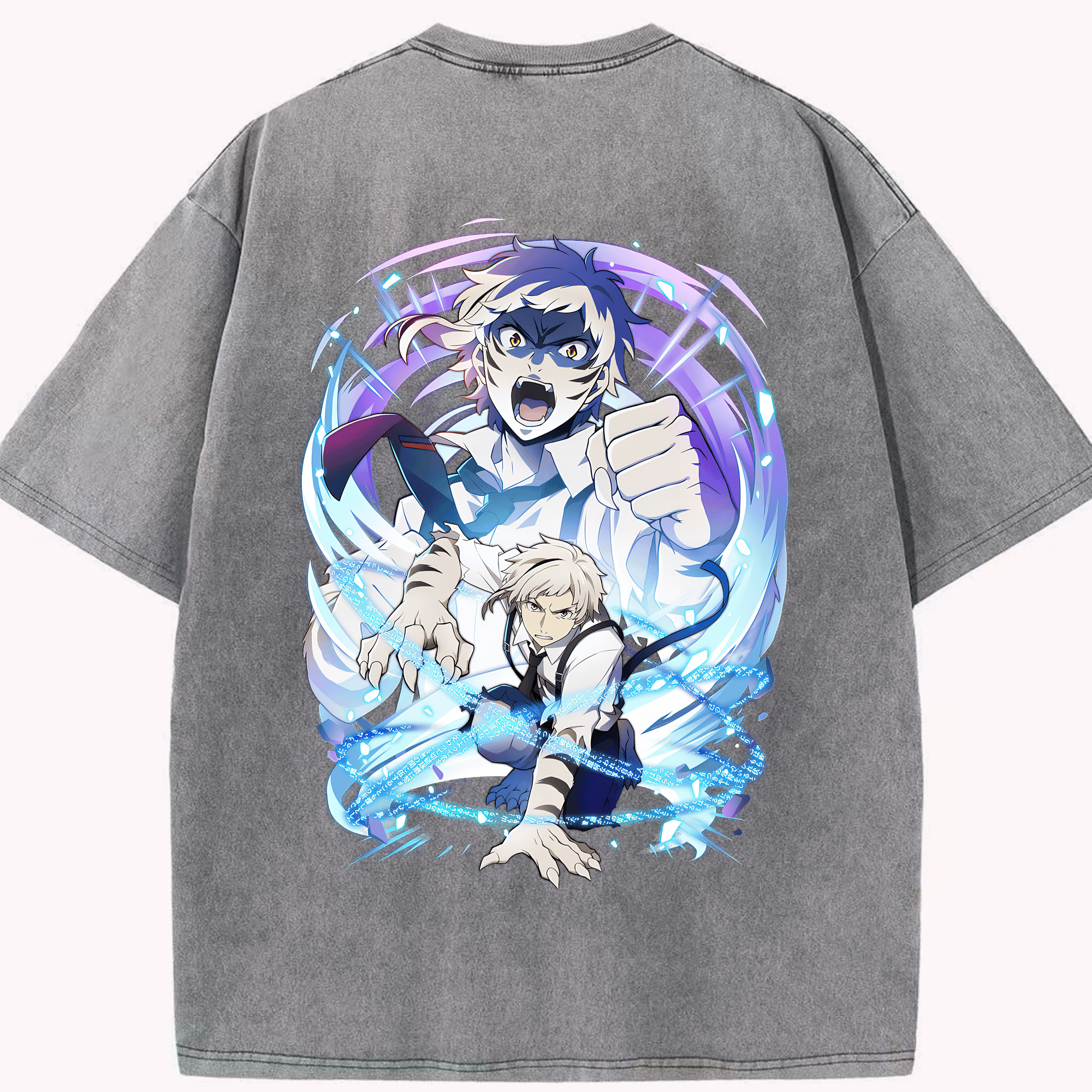 （画像用） 文豪ストレイドッグス Bungo Stray Dogs 綿100% ヴィンテージ風 半袖Tシャツ（背面プリント）