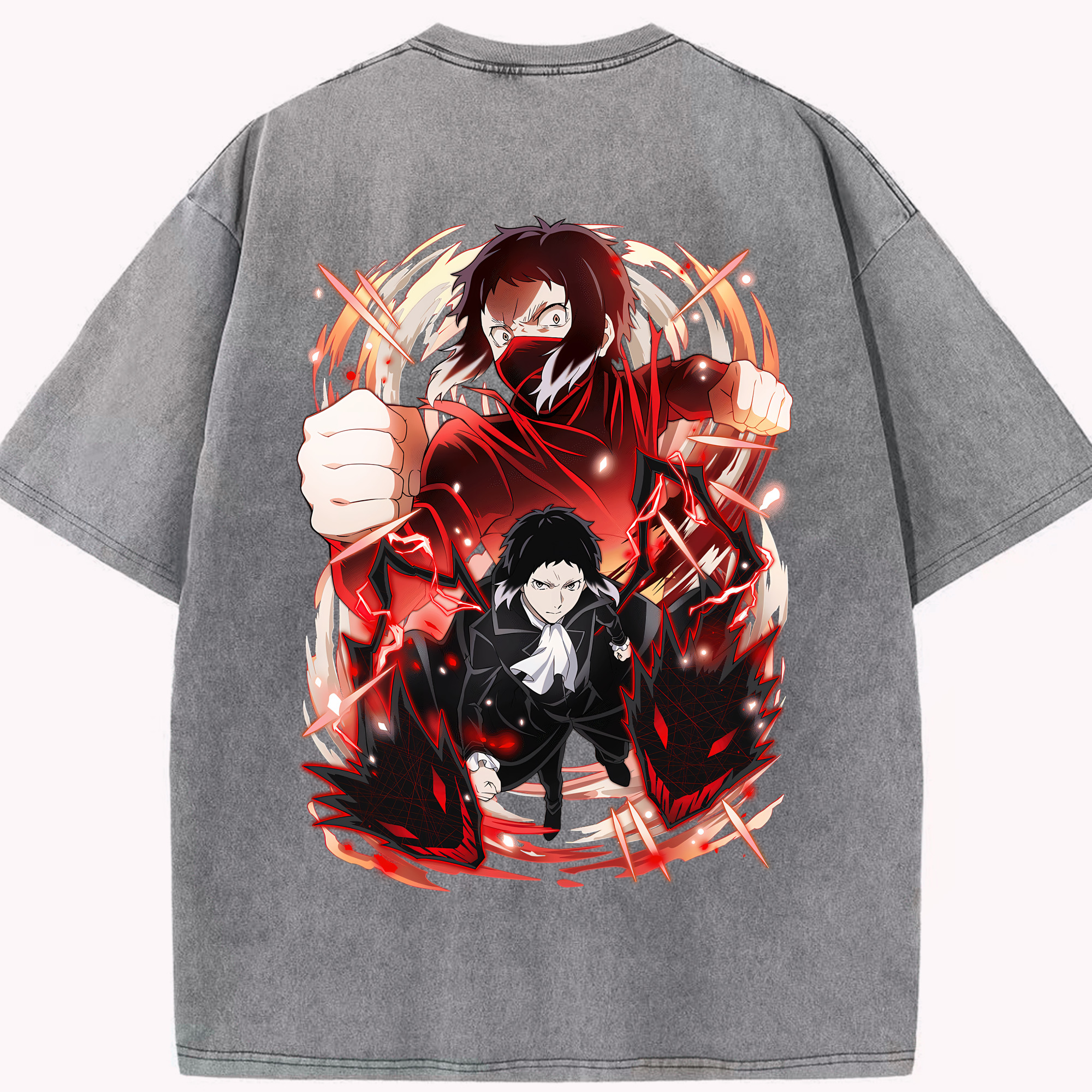 （画像用） 文豪ストレイドッグス Bungo Stray Dogs 綿100% ヴィンテージ風 半袖Tシャツ（背面プリント）