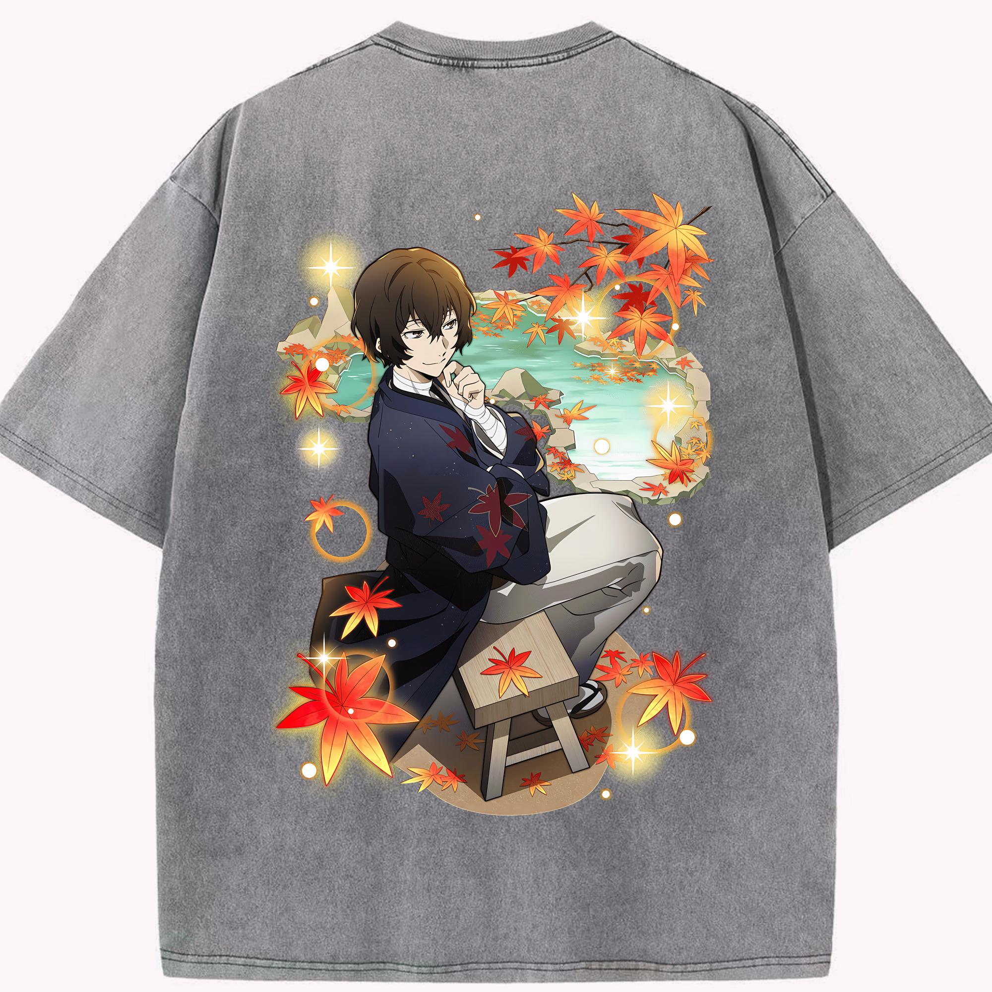 （画像用） 文豪ストレイドッグス Bungo Stray Dogs 綿100% ヴィンテージ風 半袖Tシャツ（背面プリント）