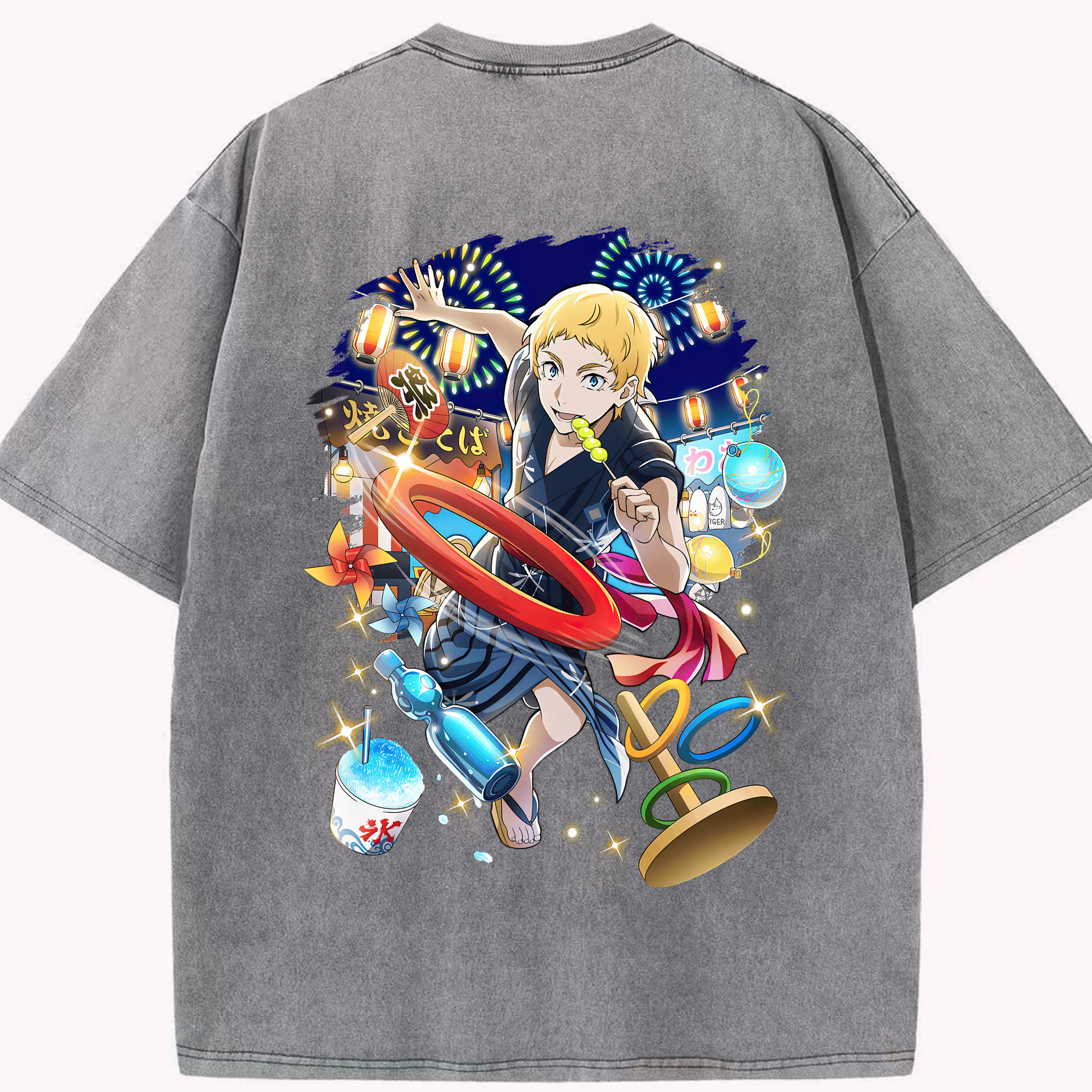 （画像用） 文豪ストレイドッグス Bungo Stray Dogs 綿100% ヴィンテージ風 半袖Tシャツ（背面プリント）