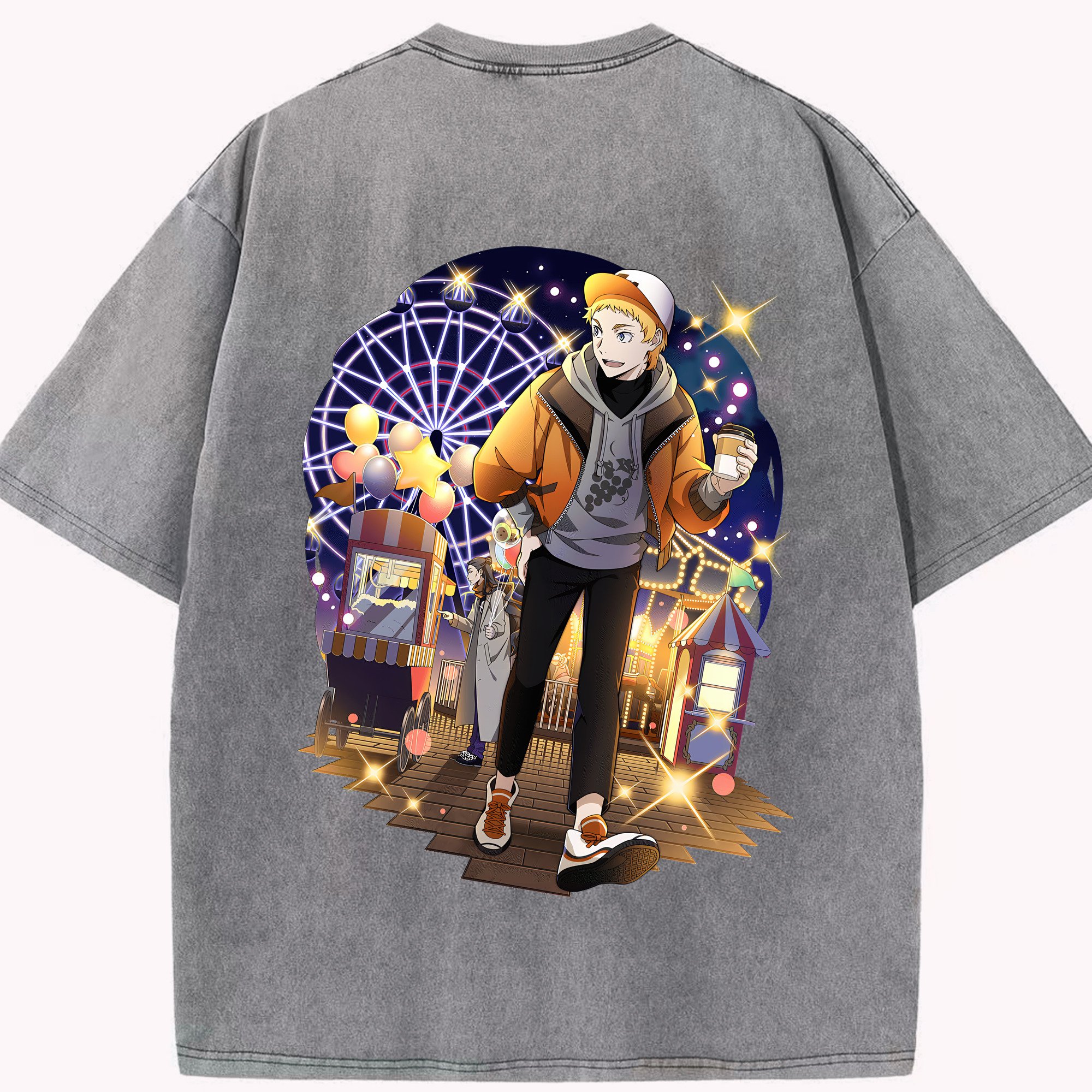 （画像用） 文豪ストレイドッグス Bungo Stray Dogs 綿100% ヴィンテージ風 半袖Tシャツ（背面プリント）