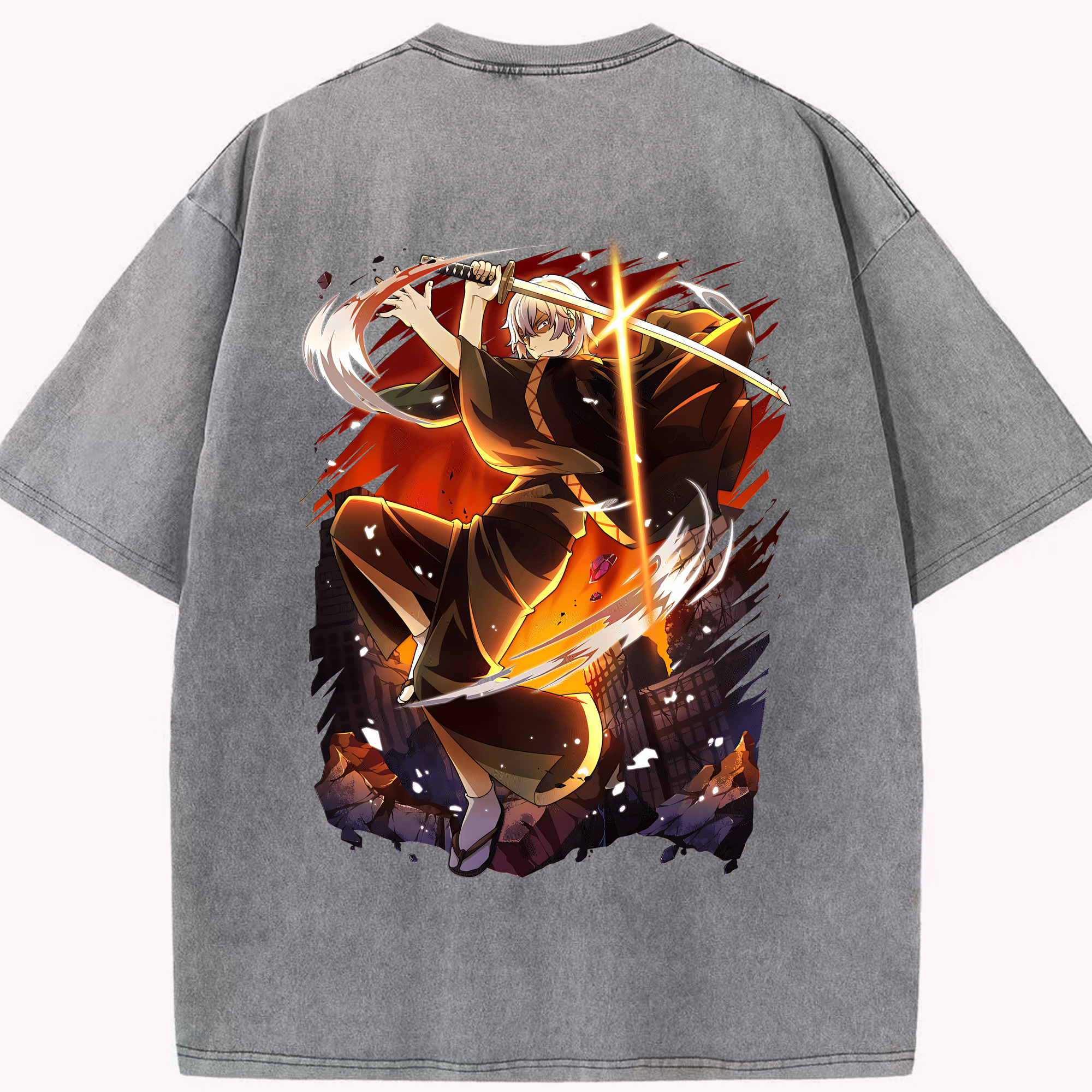 （画像用） 文豪ストレイドッグス Bungo Stray Dogs 綿100% ヴィンテージ風 半袖Tシャツ（背面プリント）