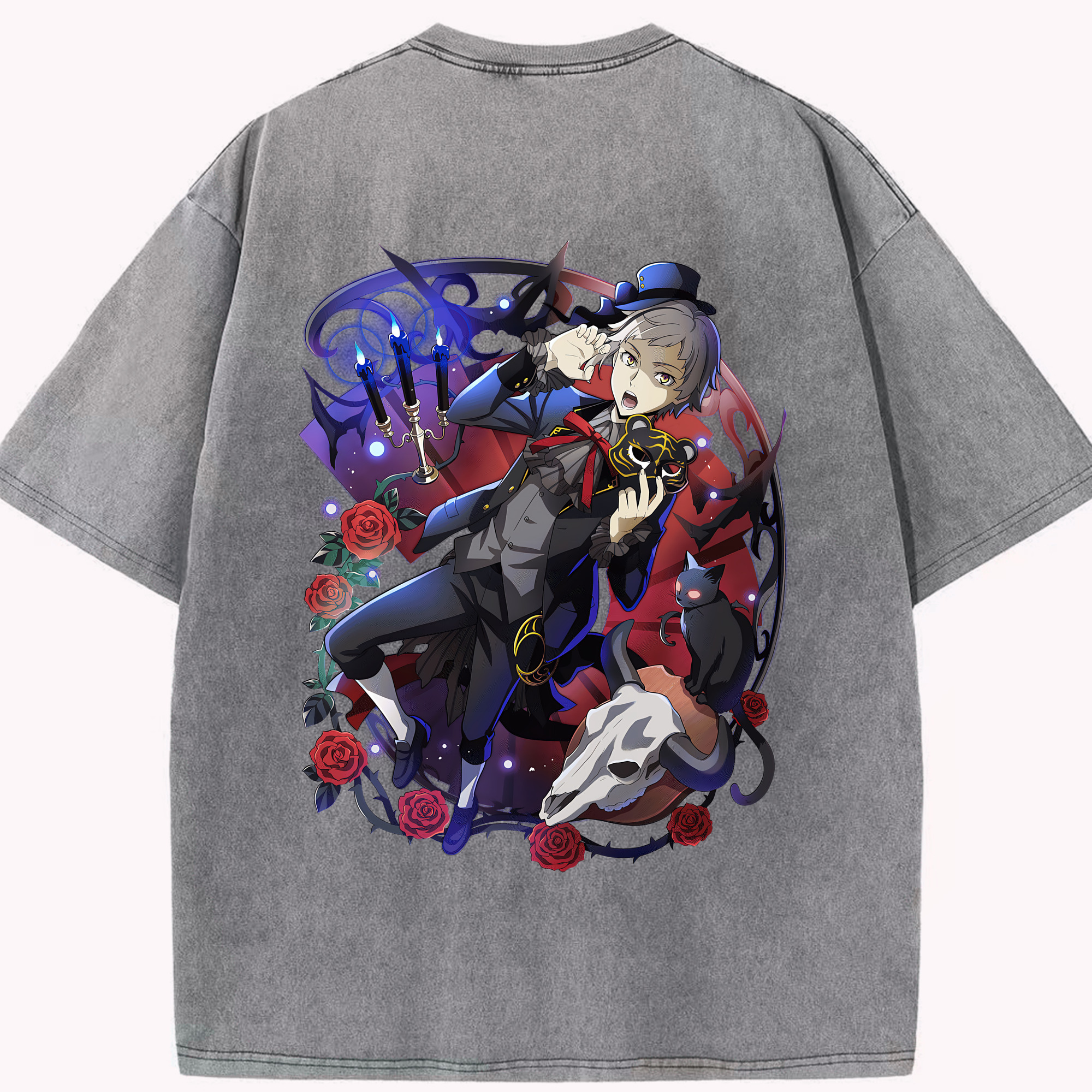 （画像用） 文豪ストレイドッグス Bungo Stray Dogs 綿100% ヴィンテージ風 半袖Tシャツ（背面プリント）