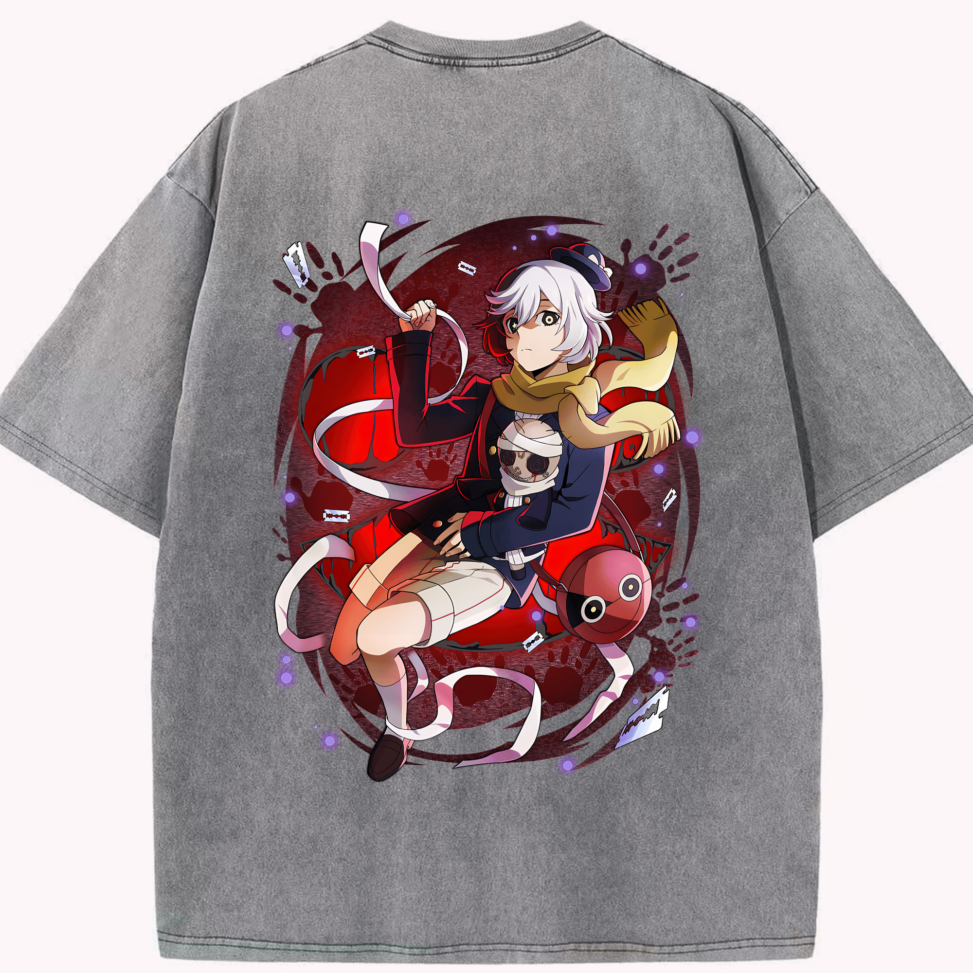 （画像用） 文豪ストレイドッグス Bungo Stray Dogs 綿100% ヴィンテージ風 半袖Tシャツ（背面プリント）