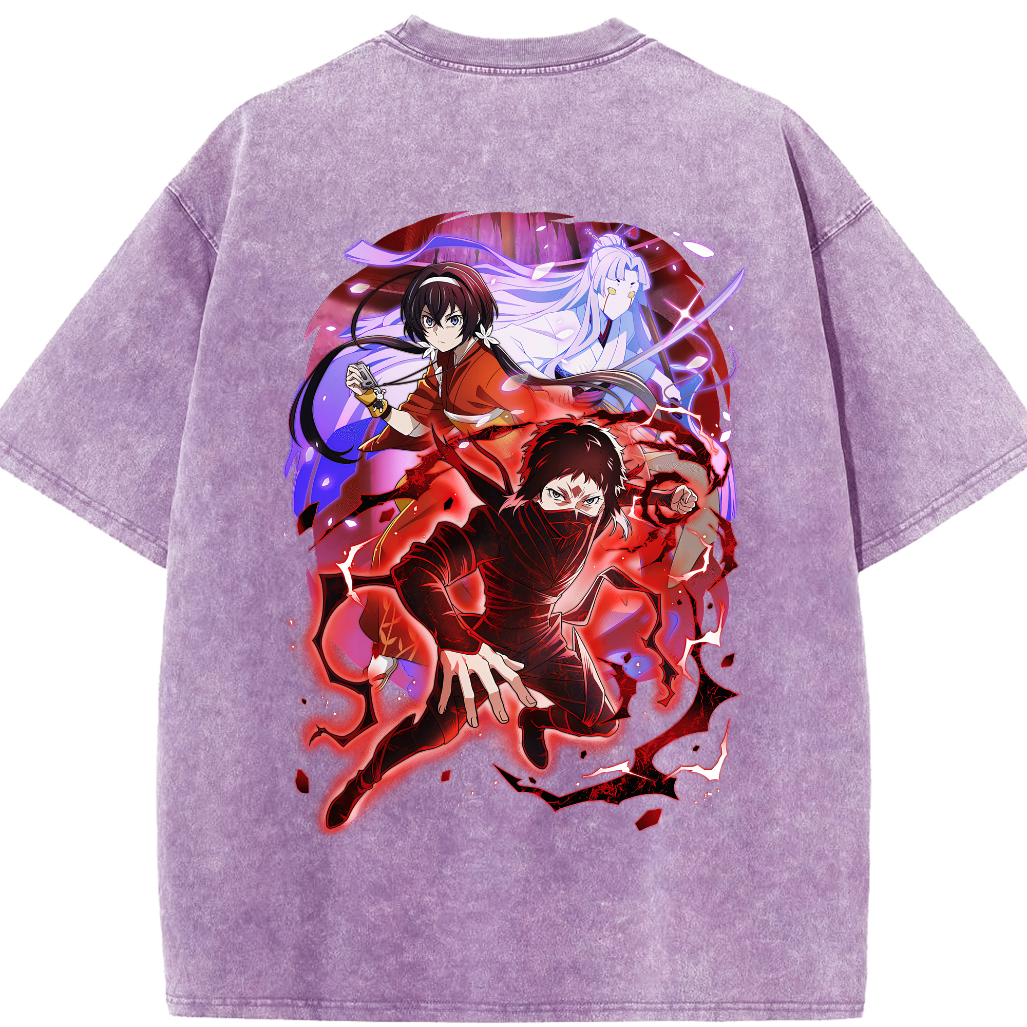 （画像用） 文豪ストレイドッグス Bungo Stray Dogs 綿100% ヴィンテージ風 半袖Tシャツ（背面プリント）