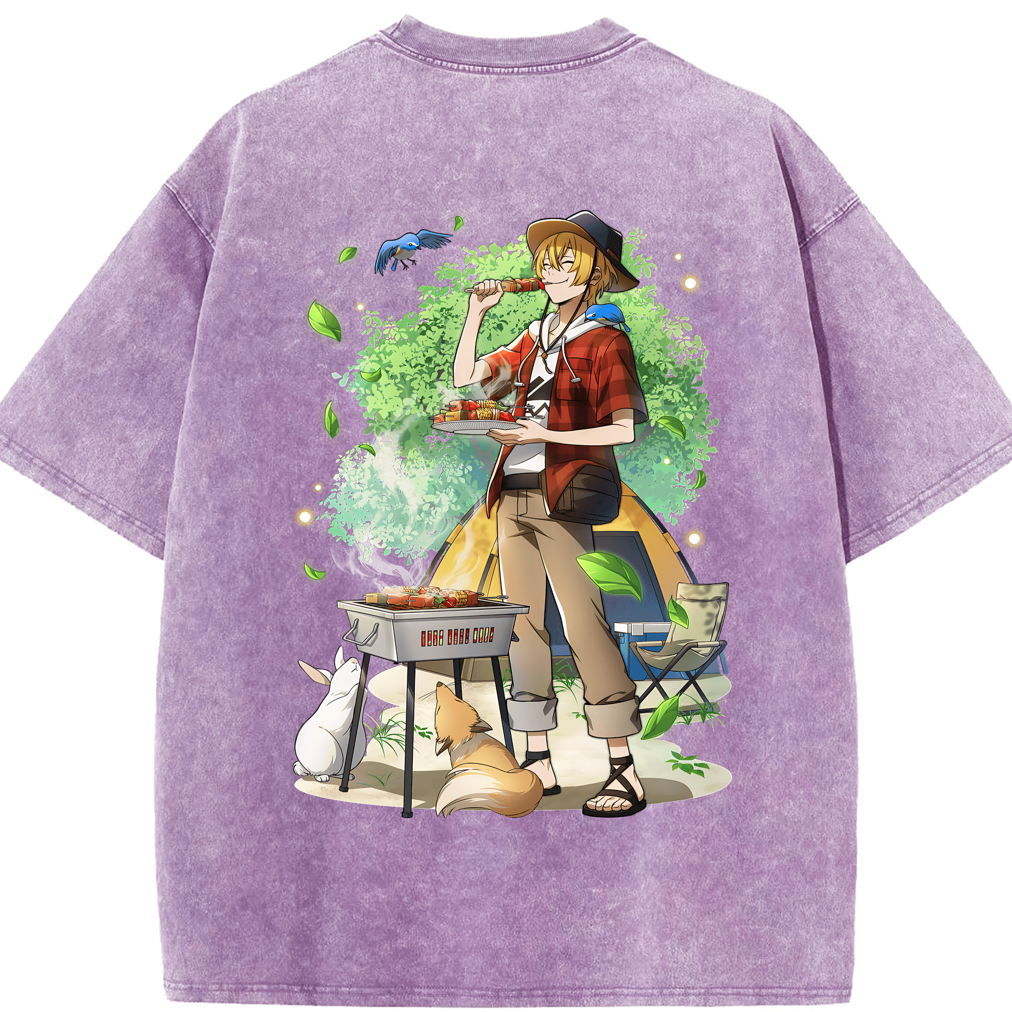 （画像用） 文豪ストレイドッグス Bungo Stray Dogs 綿100% ヴィンテージ風 半袖Tシャツ（背面プリント）