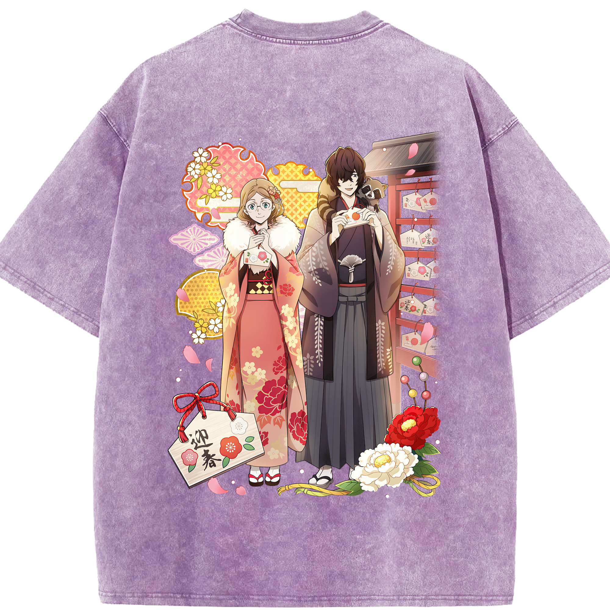 （画像用） 文豪ストレイドッグス Bungo Stray Dogs 綿100% ヴィンテージ風 半袖Tシャツ（背面プリント）