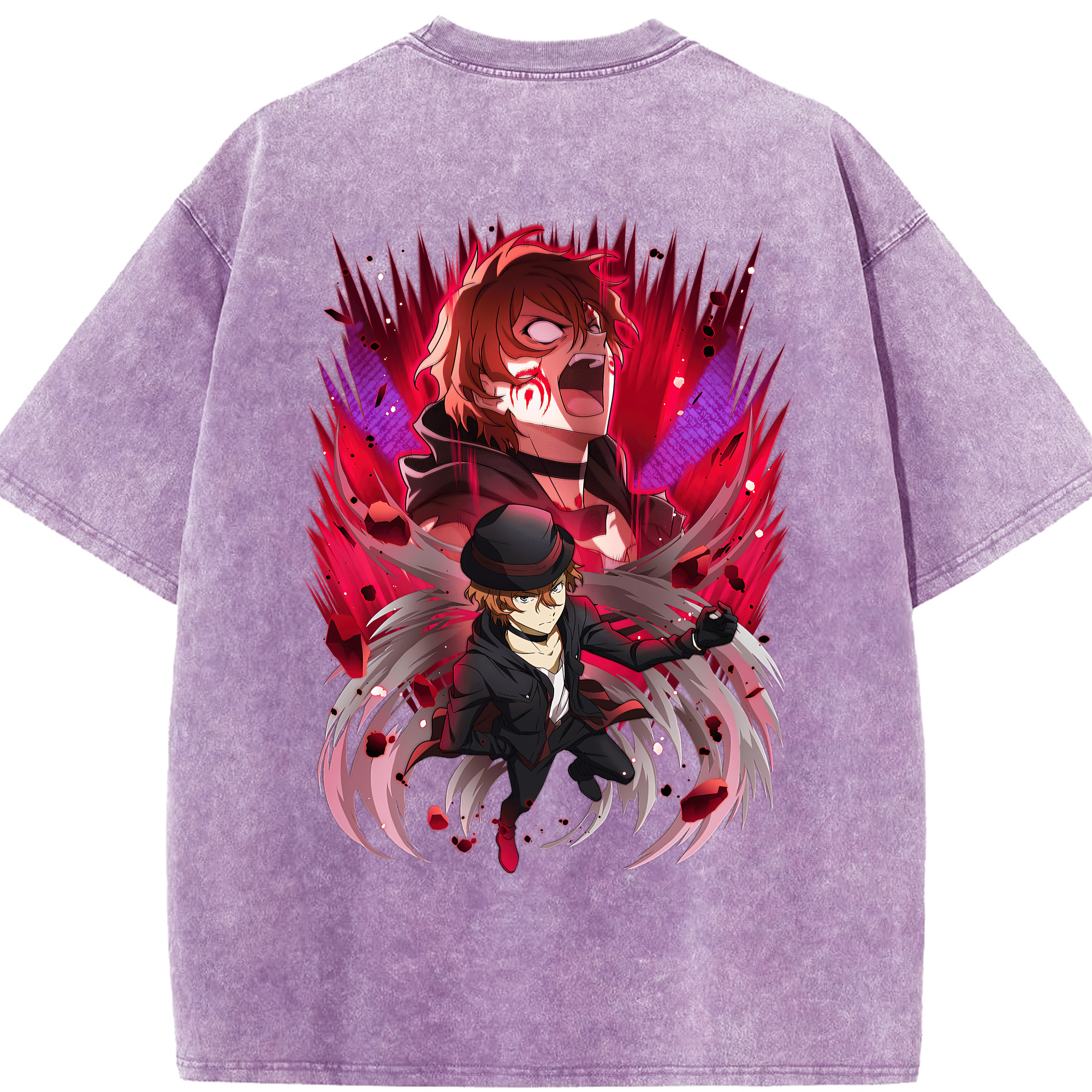 （画像用） 文豪ストレイドッグス Bungo Stray Dogs 綿100% ヴィンテージ風 半袖Tシャツ（背面プリント）