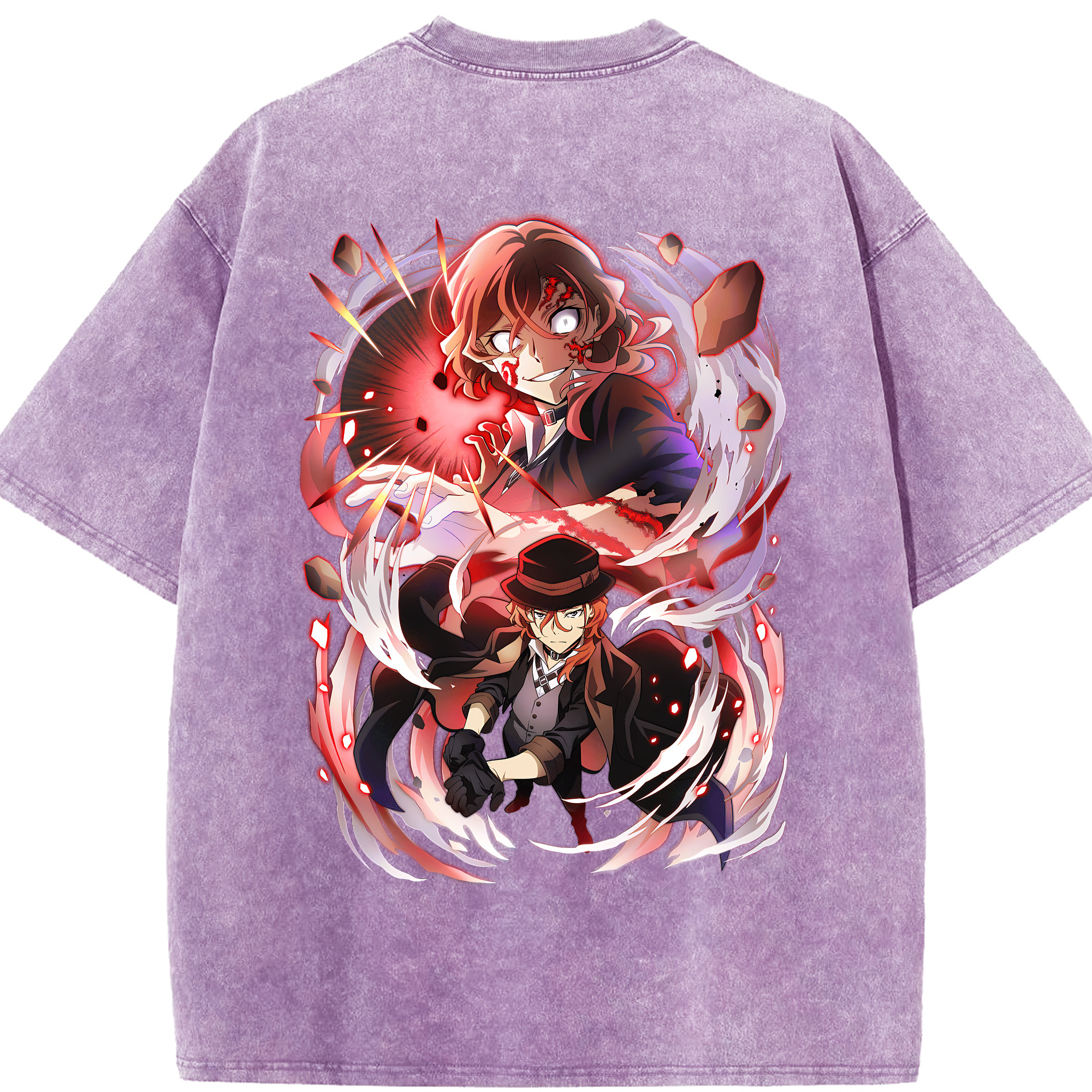 （画像用） 文豪ストレイドッグス Bungo Stray Dogs 綿100% ヴィンテージ風 半袖Tシャツ（背面プリント）