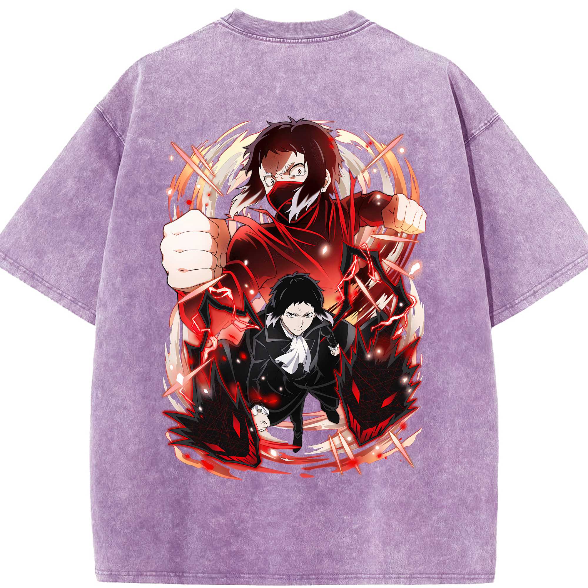 （画像用） 文豪ストレイドッグス Bungo Stray Dogs 綿100% ヴィンテージ風 半袖Tシャツ（背面プリント）