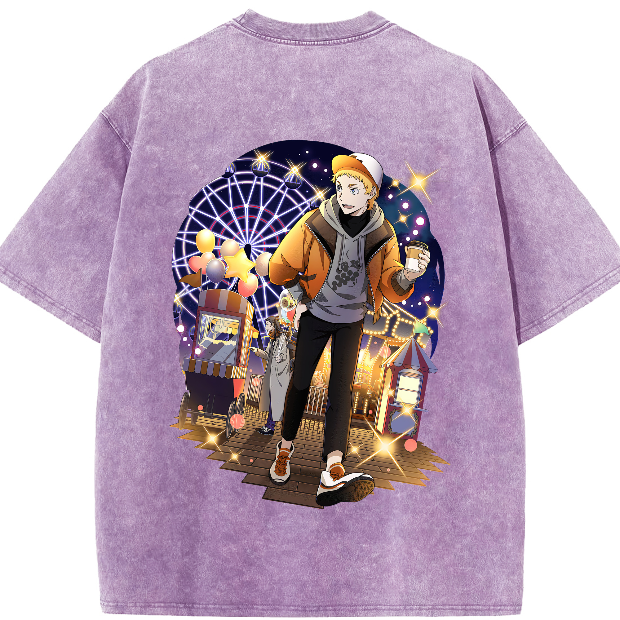 （画像用） 文豪ストレイドッグス Bungo Stray Dogs 綿100% ヴィンテージ風 半袖Tシャツ（背面プリント）