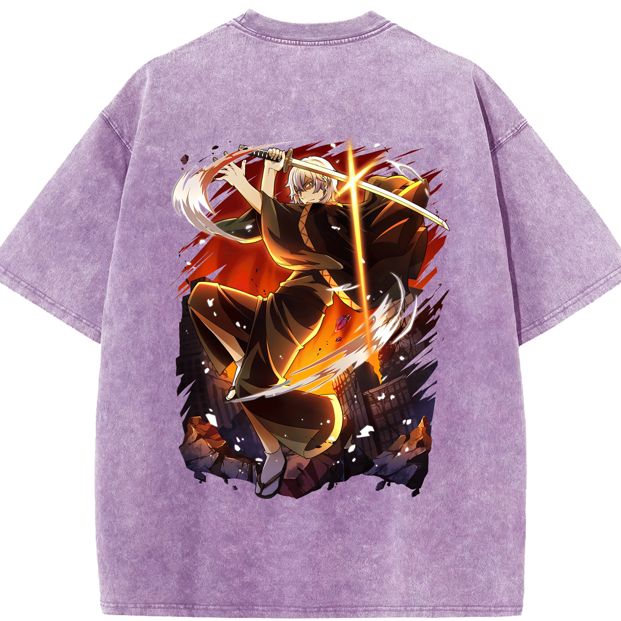 （画像用） 文豪ストレイドッグス Bungo Stray Dogs 綿100% ヴィンテージ風 半袖Tシャツ（背面プリント）