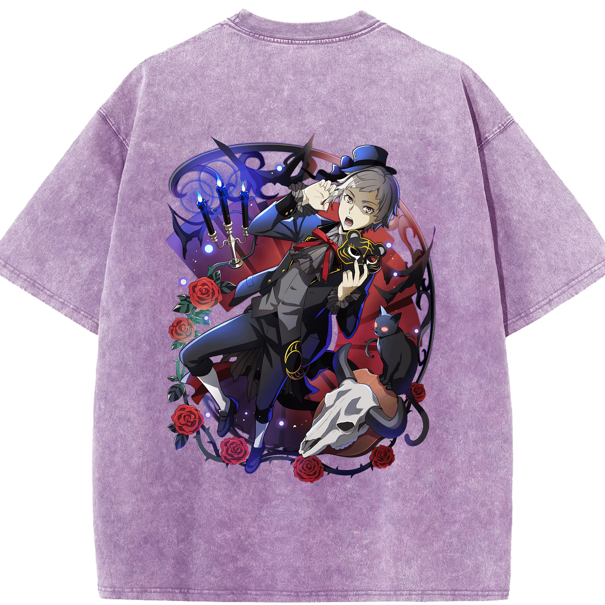 （画像用） 文豪ストレイドッグス Bungo Stray Dogs 綿100% ヴィンテージ風 半袖Tシャツ（背面プリント）