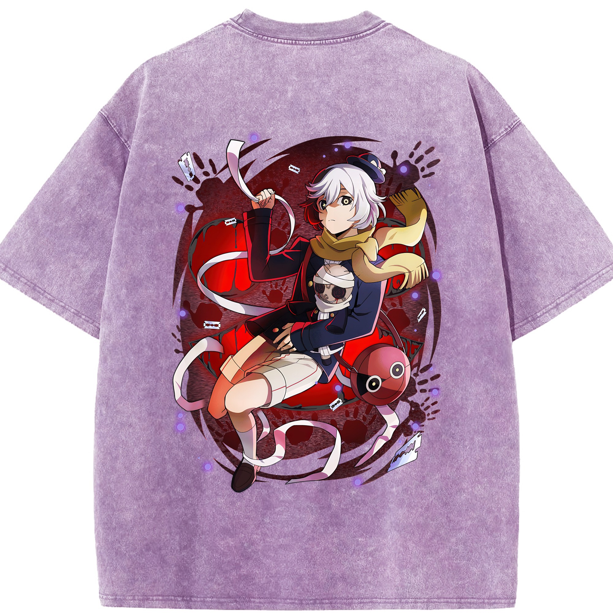 （画像用） 文豪ストレイドッグス Bungo Stray Dogs 綿100% ヴィンテージ風 半袖Tシャツ（背面プリント）