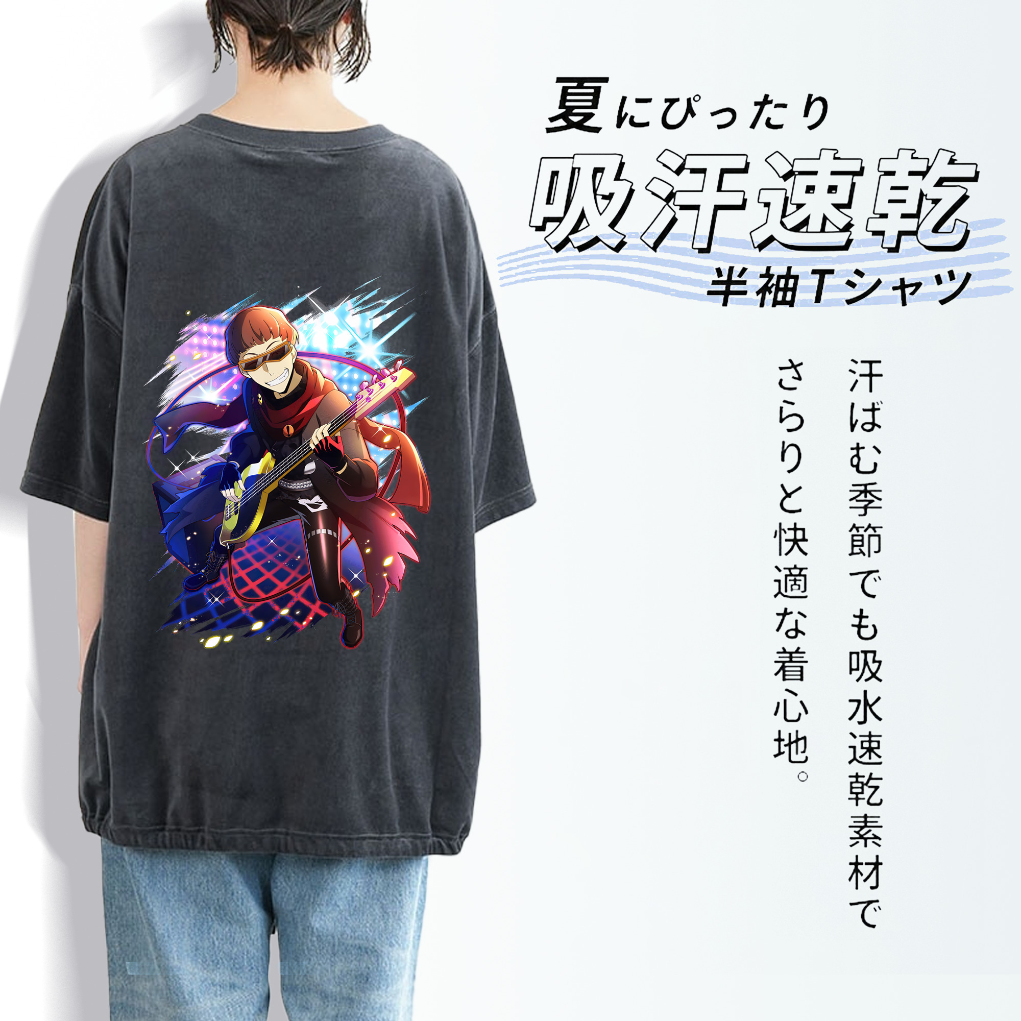 文豪ストレイドッグス Bungo Stray Dogs 綿100% ヴィンテージ風 半袖Tシャツ（背面プリント）