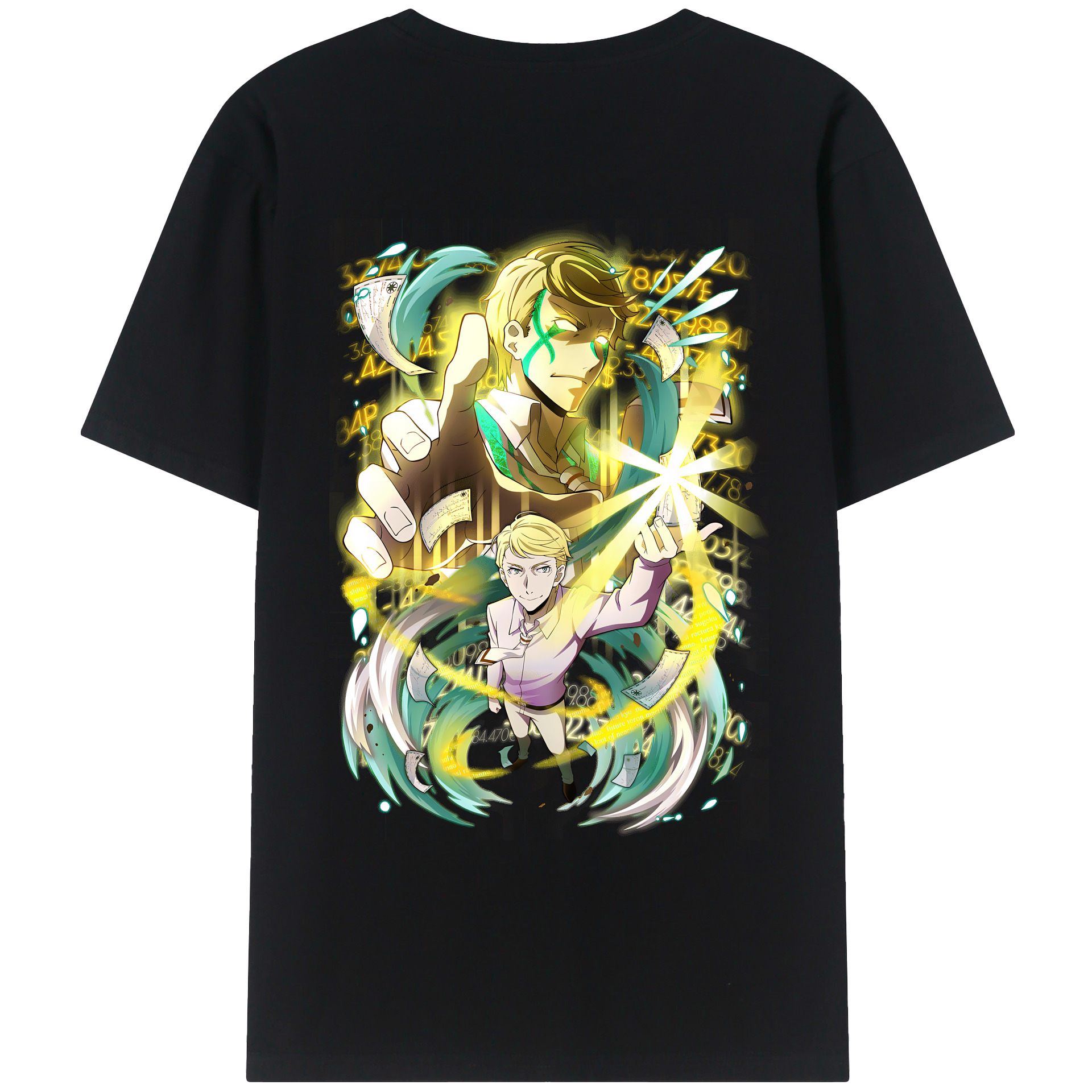 （画像用） 文豪ストレイドッグス Bungo Stray Dogs 綿100％ メンズ半袖Tシャツ（バックプリント） 通気性