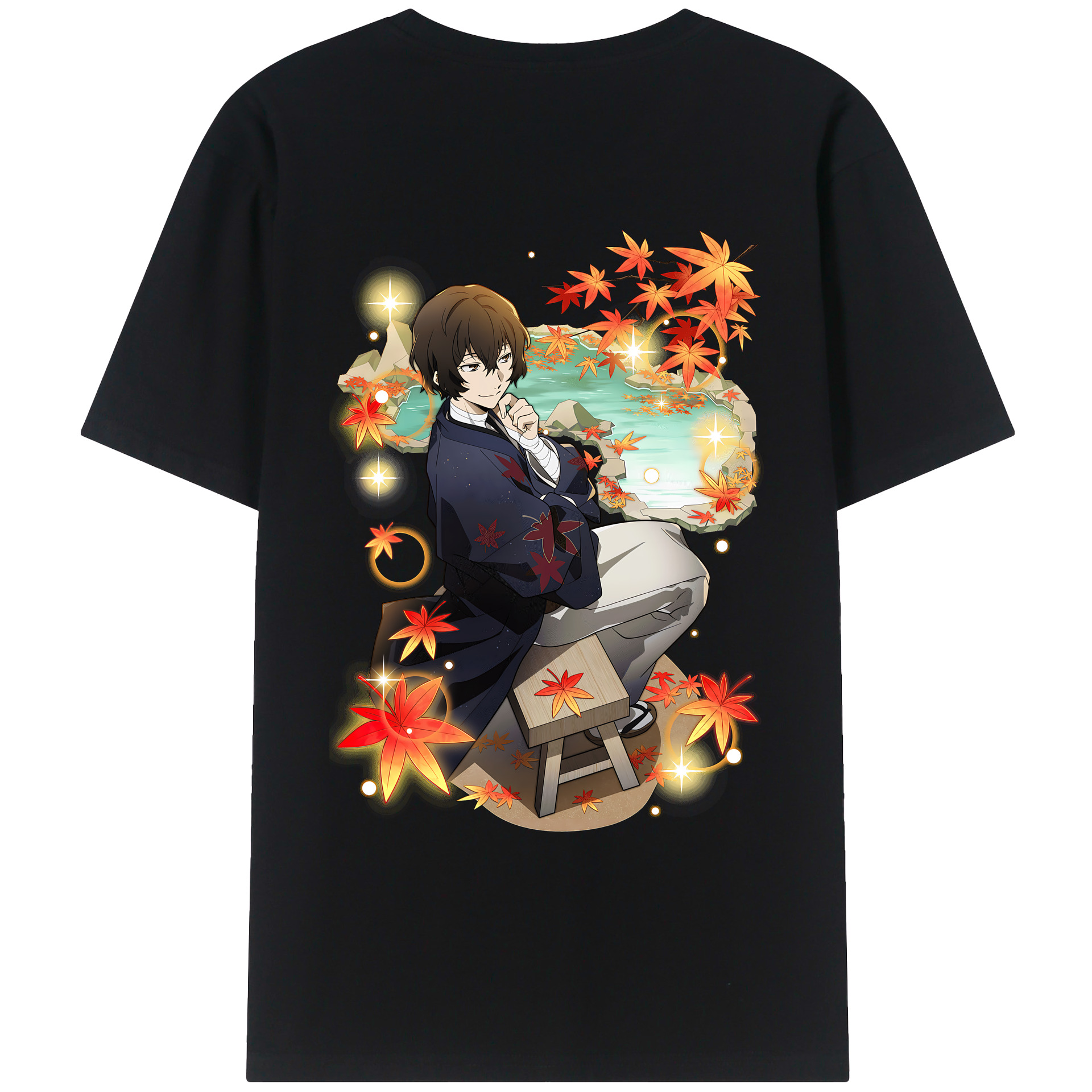 （画像用） 文豪ストレイドッグス Bungo Stray Dogs 綿100％ メンズ半袖Tシャツ（バックプリント） 通気性