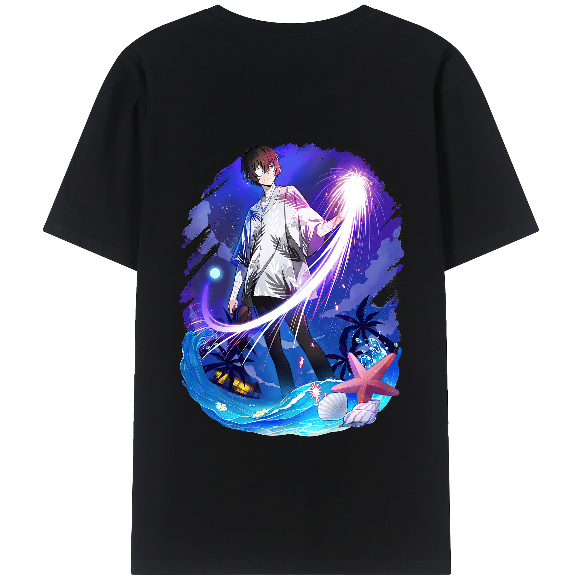 （画像用） 文豪ストレイドッグス Bungo Stray Dogs 綿100％ メンズ半袖Tシャツ（バックプリント） 通気性