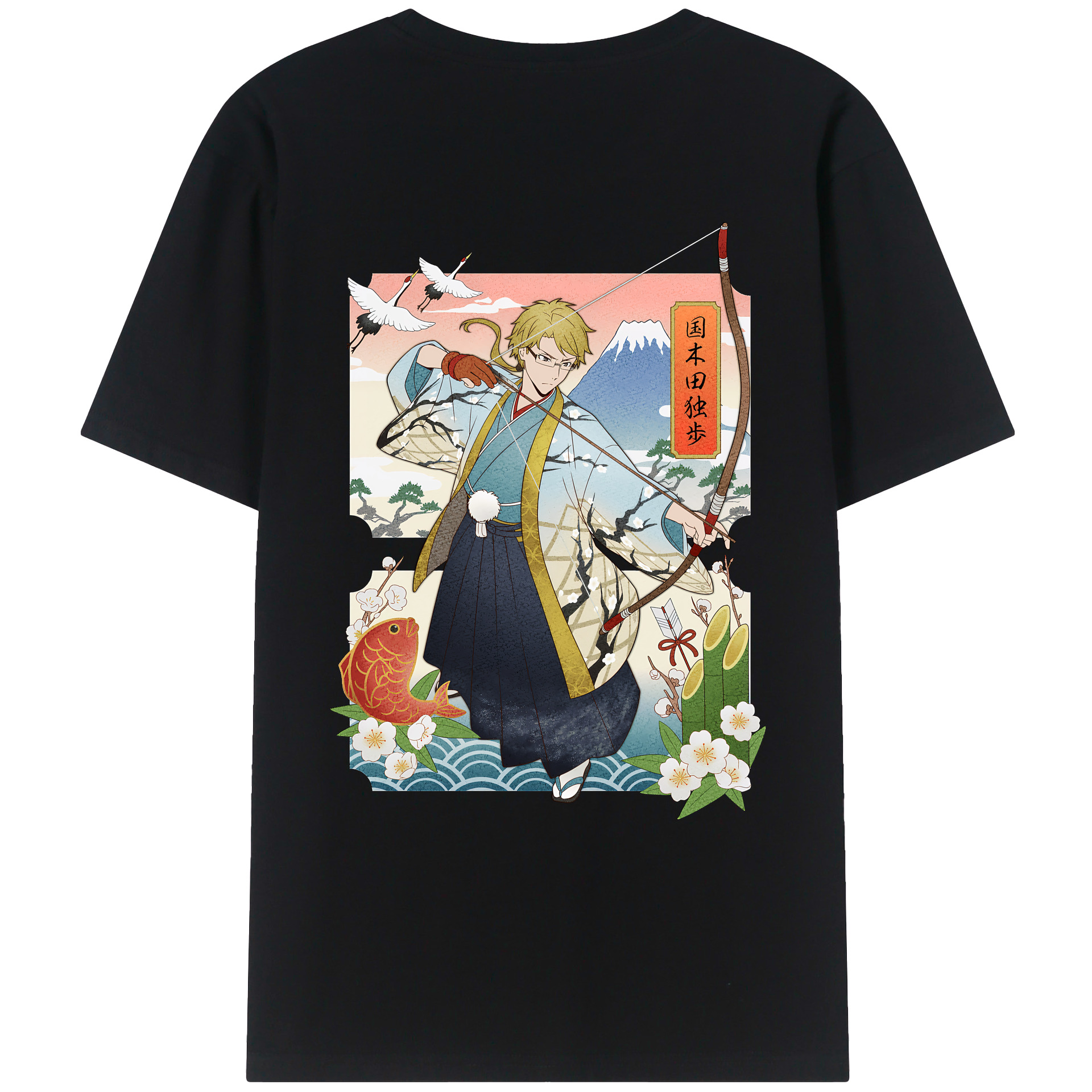 （画像用） 文豪ストレイドッグス Bungo Stray Dogs 綿100％ メンズ半袖Tシャツ（バックプリント） 通気性
