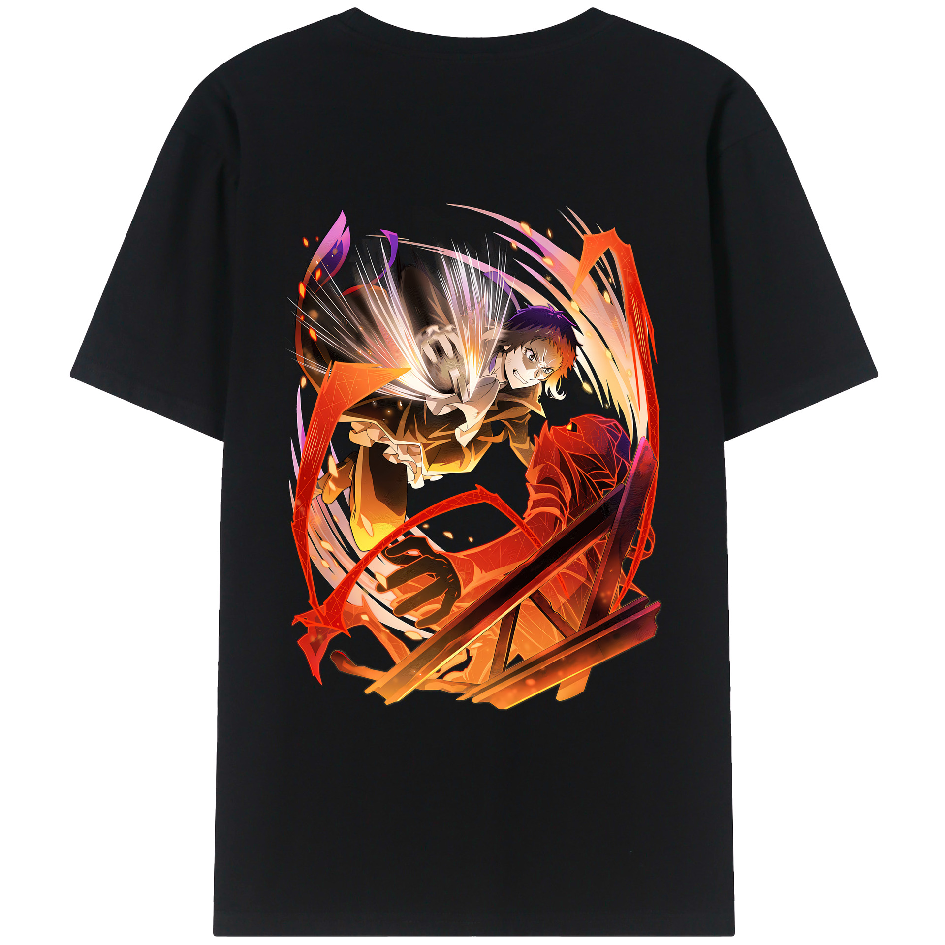 （画像用） 文豪ストレイドッグス Bungo Stray Dogs 綿100％ メンズ半袖Tシャツ（バックプリント） 通気性