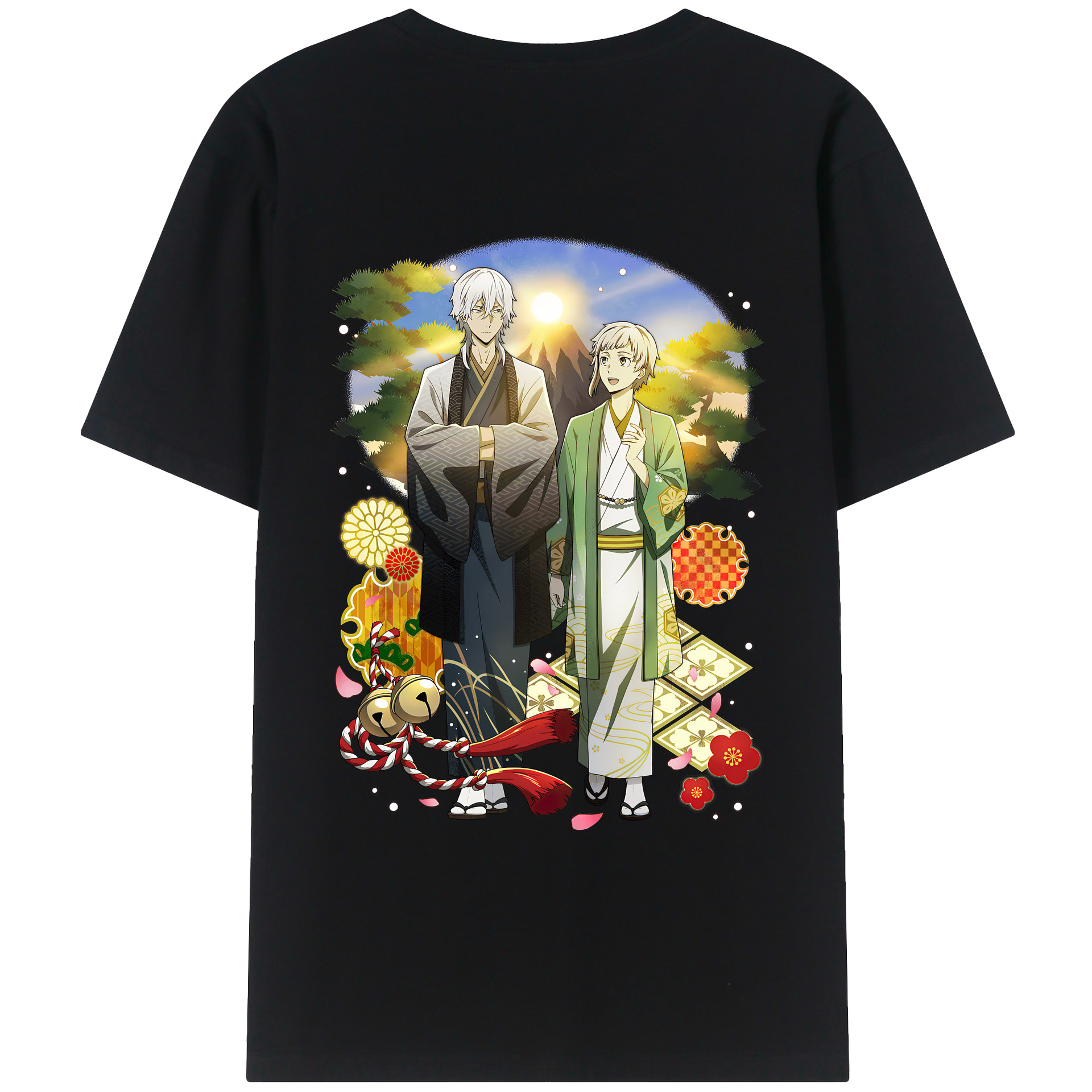 （画像用） 文豪ストレイドッグス Bungo Stray Dogs 綿100％ メンズ半袖Tシャツ（バックプリント） 通気性