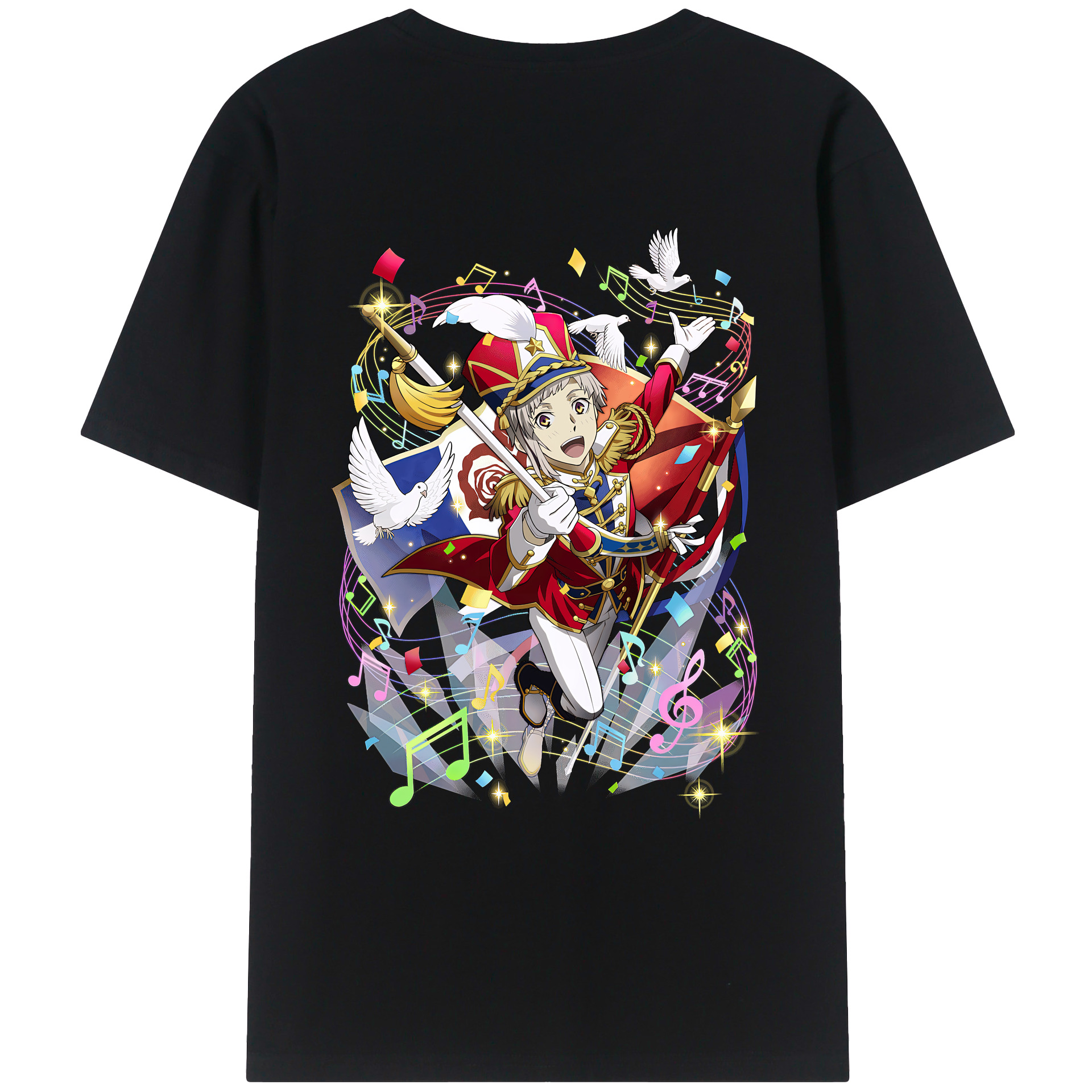 （画像用） 文豪ストレイドッグス Bungo Stray Dogs 綿100％ メンズ半袖Tシャツ（バックプリント） 通気性