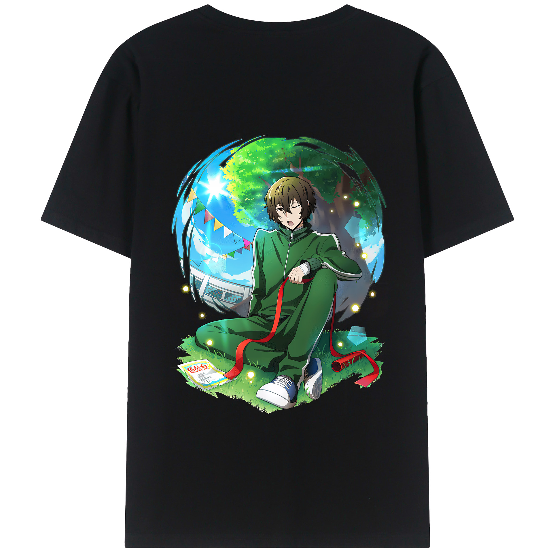 （画像用） 文豪ストレイドッグス Bungo Stray Dogs 綿100％ メンズ半袖Tシャツ（バックプリント） 通気性