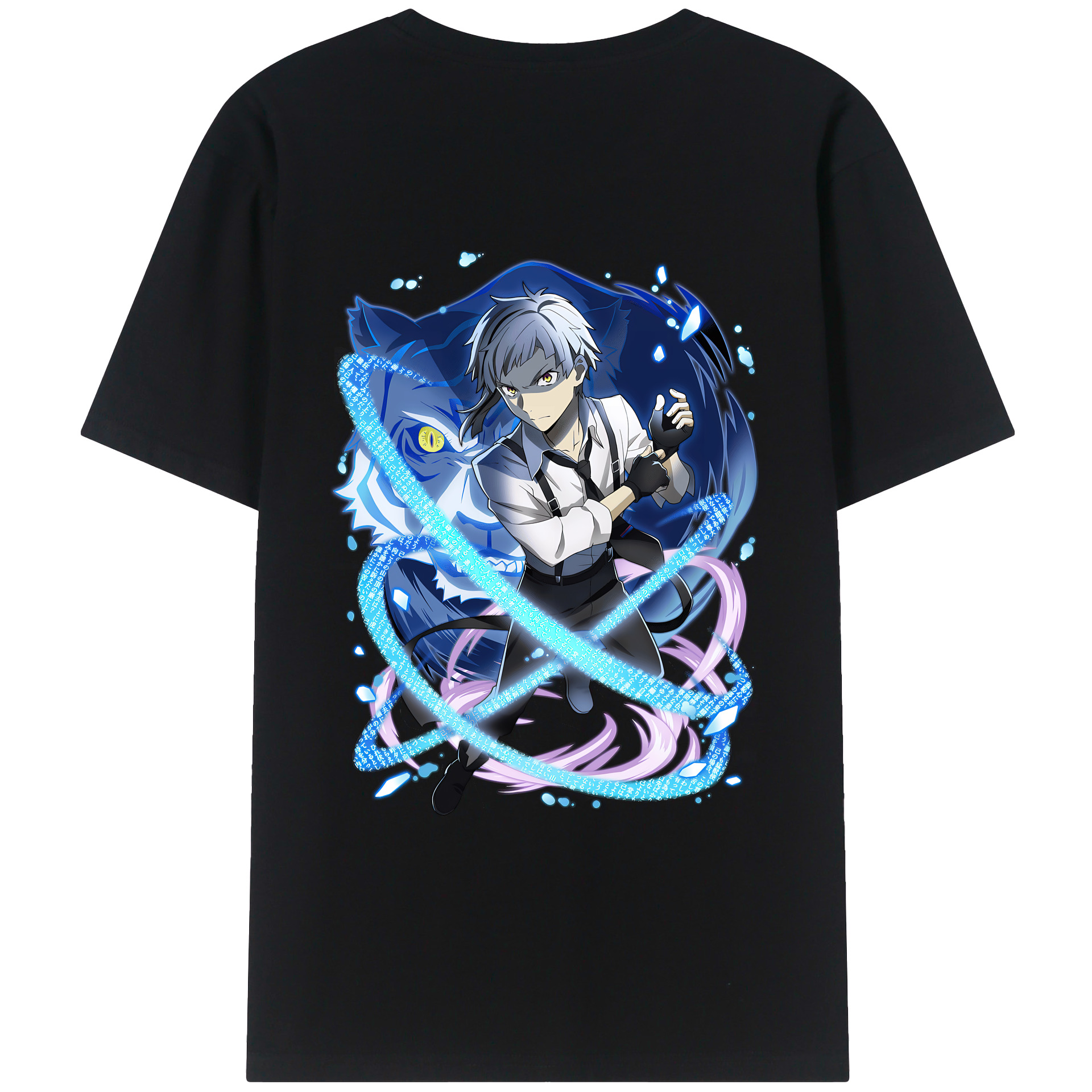 （画像用） 文豪ストレイドッグス Bungo Stray Dogs 綿100％ メンズ半袖Tシャツ（バックプリント） 通気性