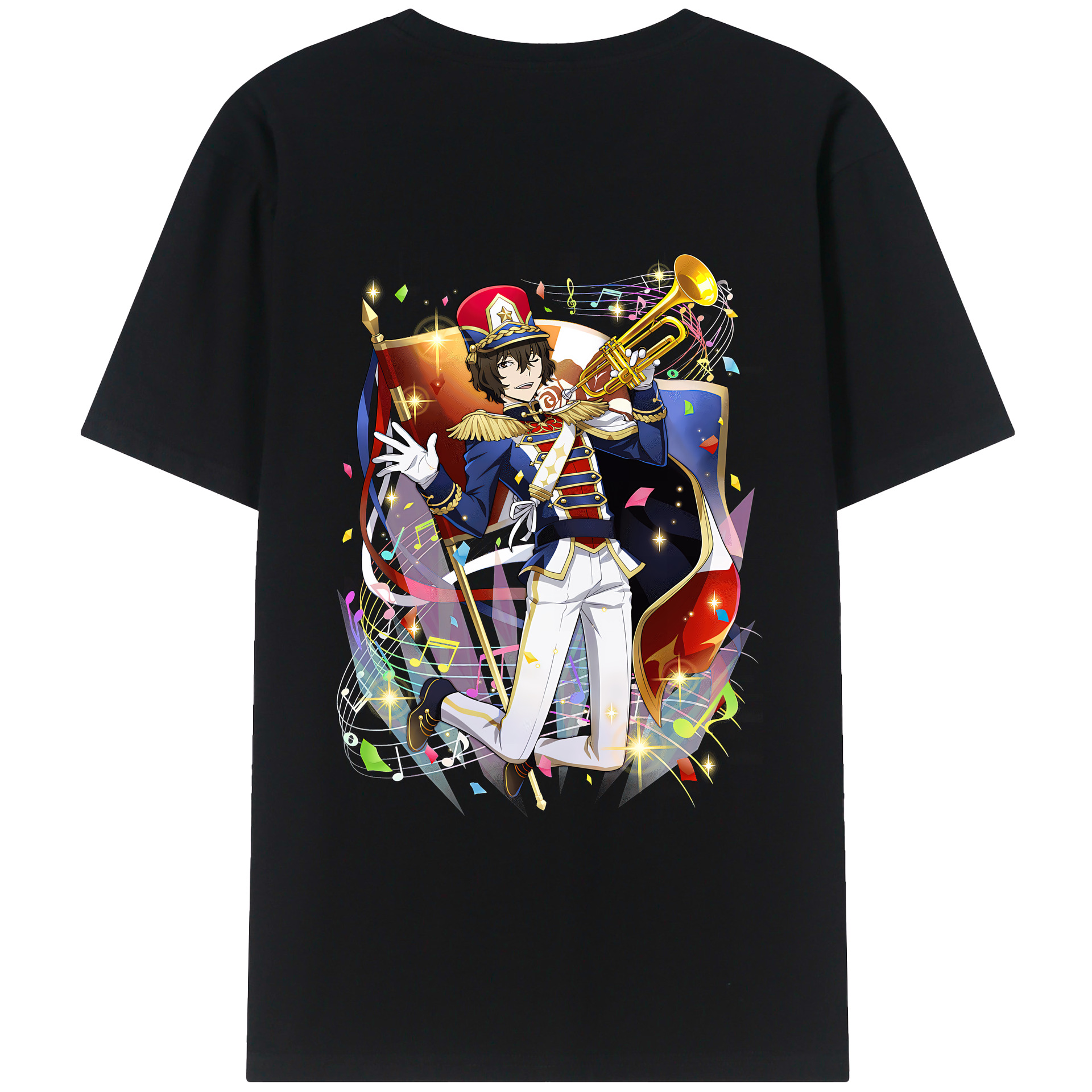 （画像用） 文豪ストレイドッグス Bungo Stray Dogs 綿100％ メンズ半袖Tシャツ（バックプリント） 通気性