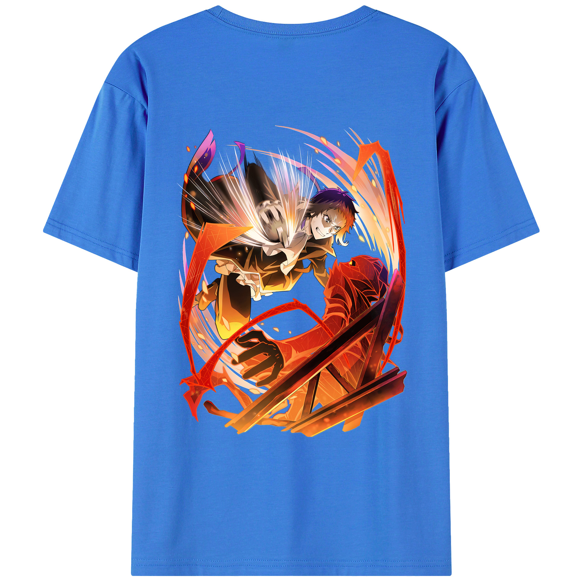 （画像用） 文豪ストレイドッグス Bungo Stray Dogs 綿100％ メンズ半袖Tシャツ（バックプリント） 通気性