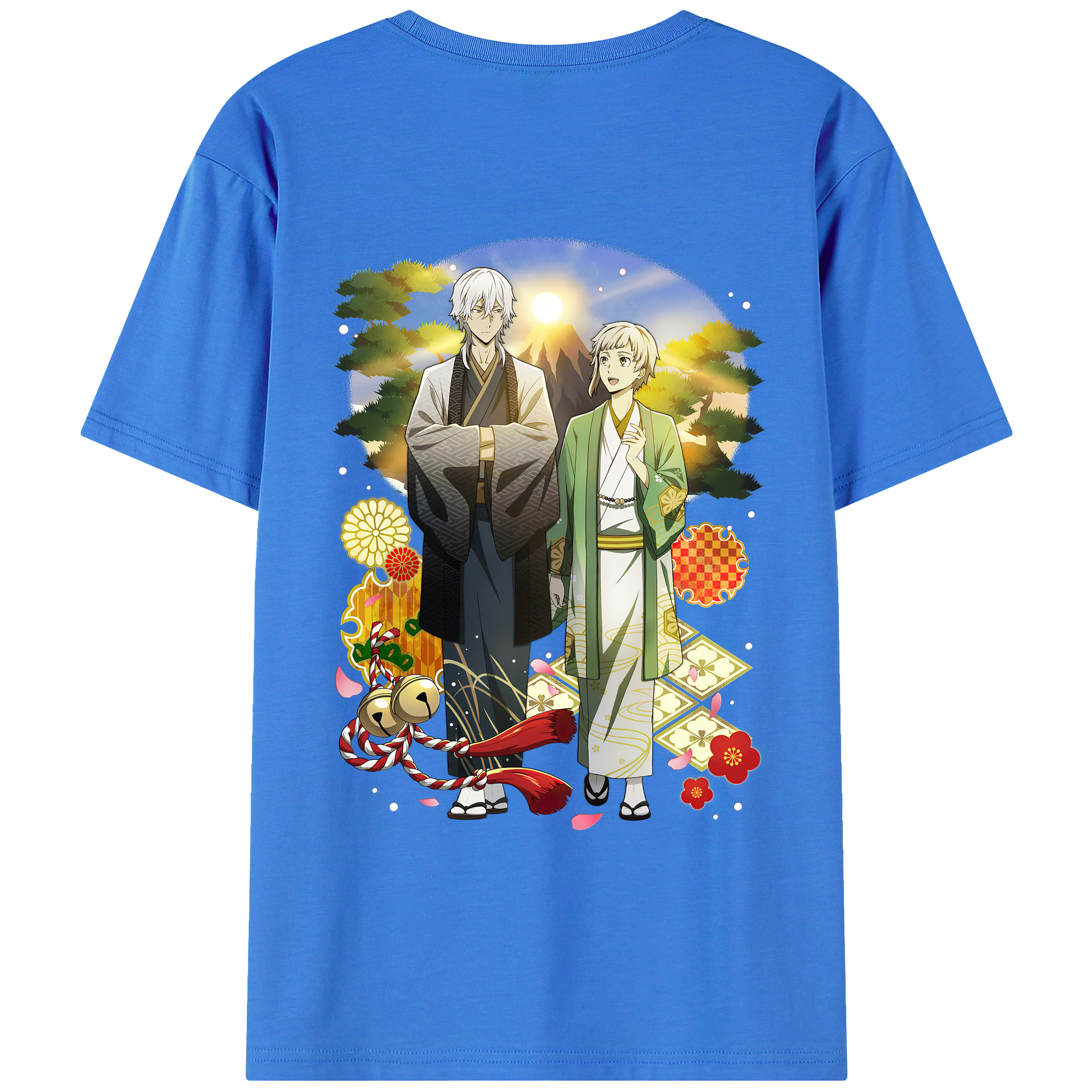 （画像用） 文豪ストレイドッグス Bungo Stray Dogs 綿100％ メンズ半袖Tシャツ（バックプリント） 通気性