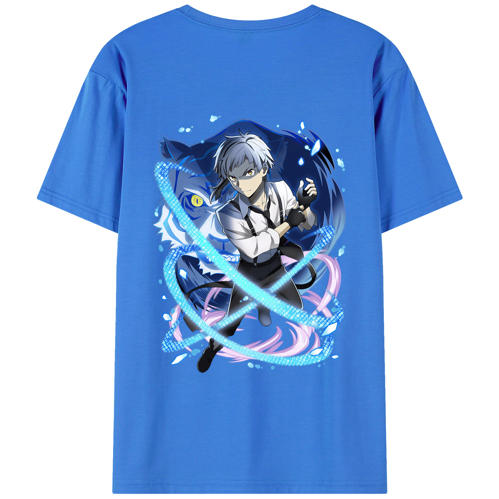 （画像用） 文豪ストレイドッグス Bungo Stray Dogs 綿100％ メンズ半袖Tシャツ（バックプリント） 通気性