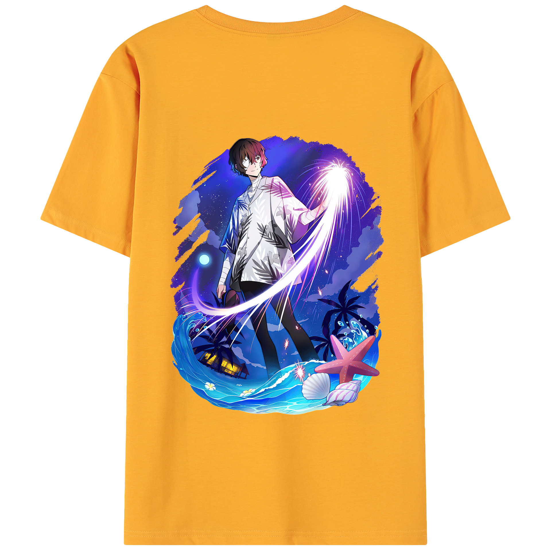 （画像用） 文豪ストレイドッグス Bungo Stray Dogs 綿100％ メンズ半袖Tシャツ（バックプリント） 通気性