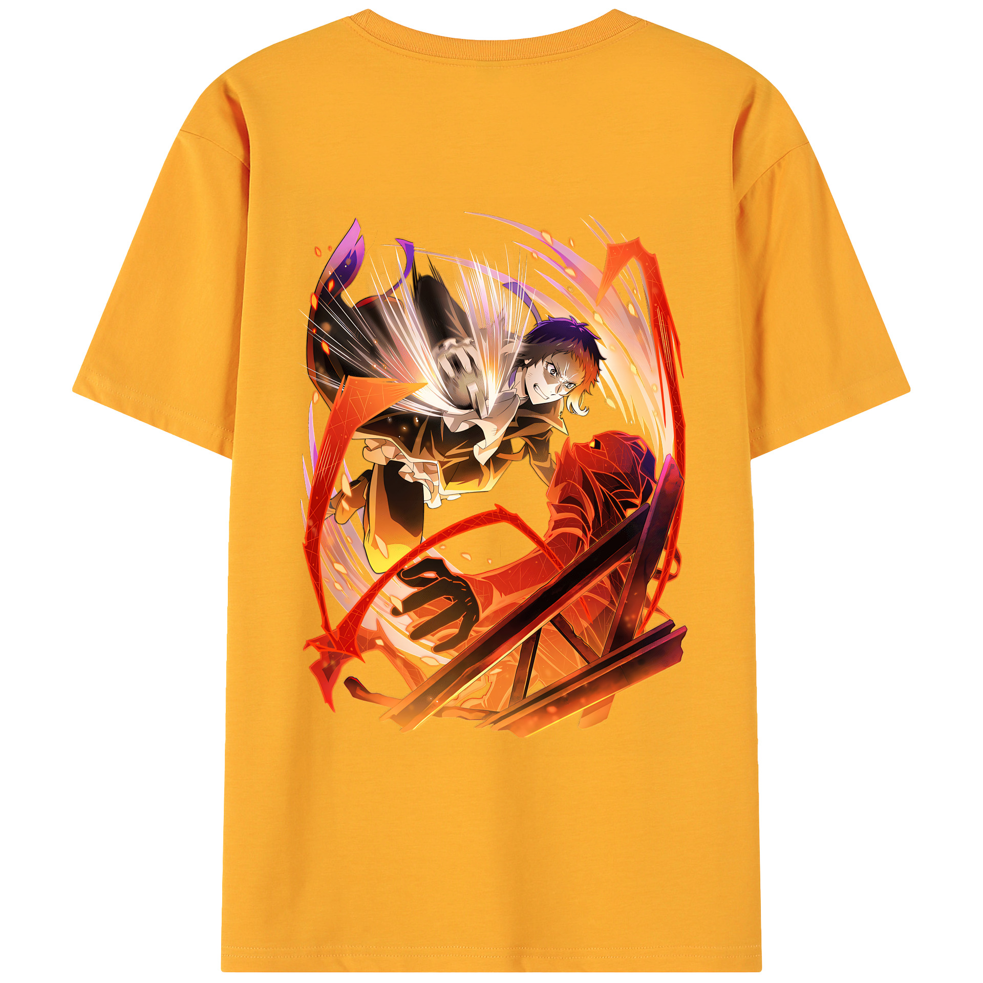 （画像用） 文豪ストレイドッグス Bungo Stray Dogs 綿100％ メンズ半袖Tシャツ（バックプリント） 通気性