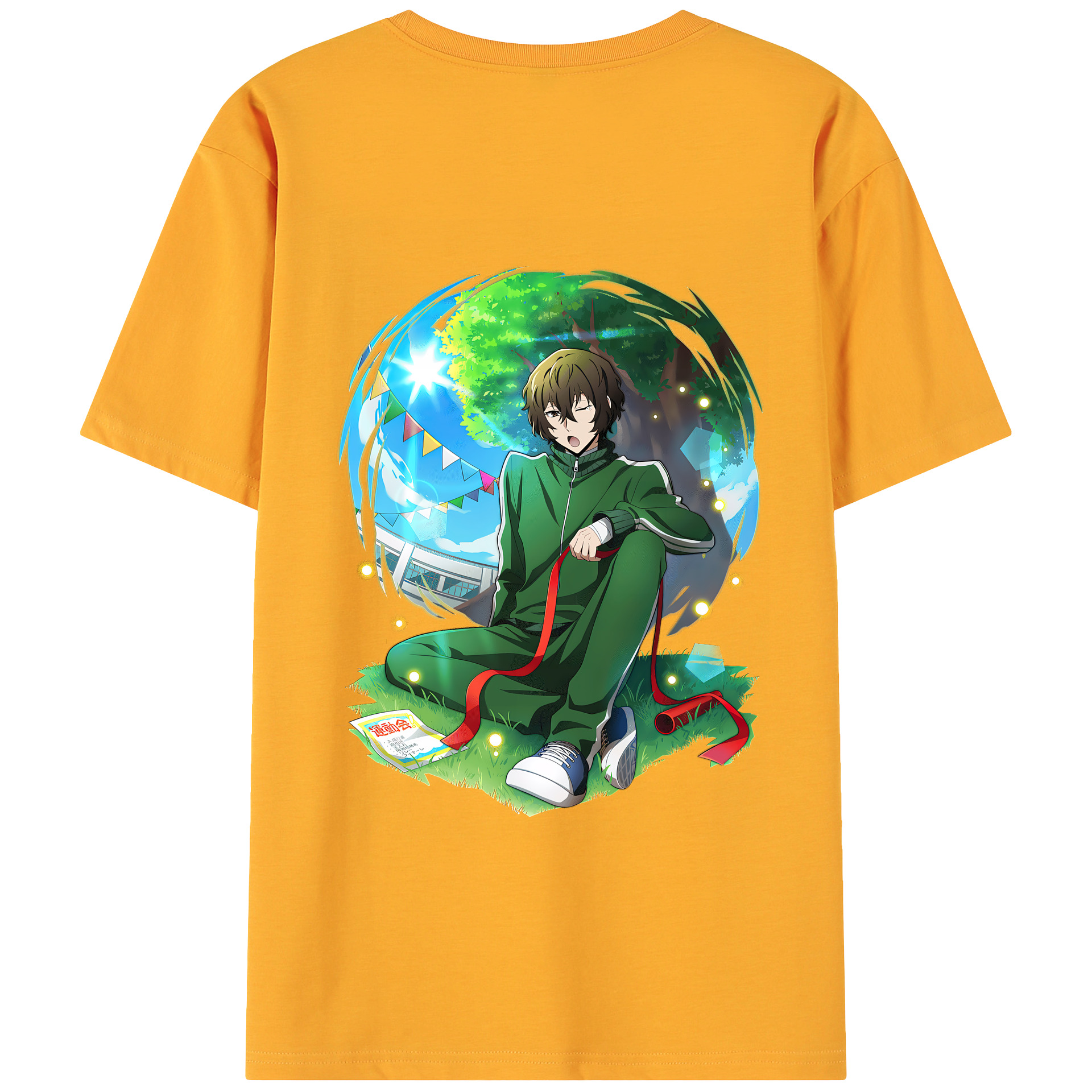 （画像用） 文豪ストレイドッグス Bungo Stray Dogs 綿100％ メンズ半袖Tシャツ（バックプリント） 通気性