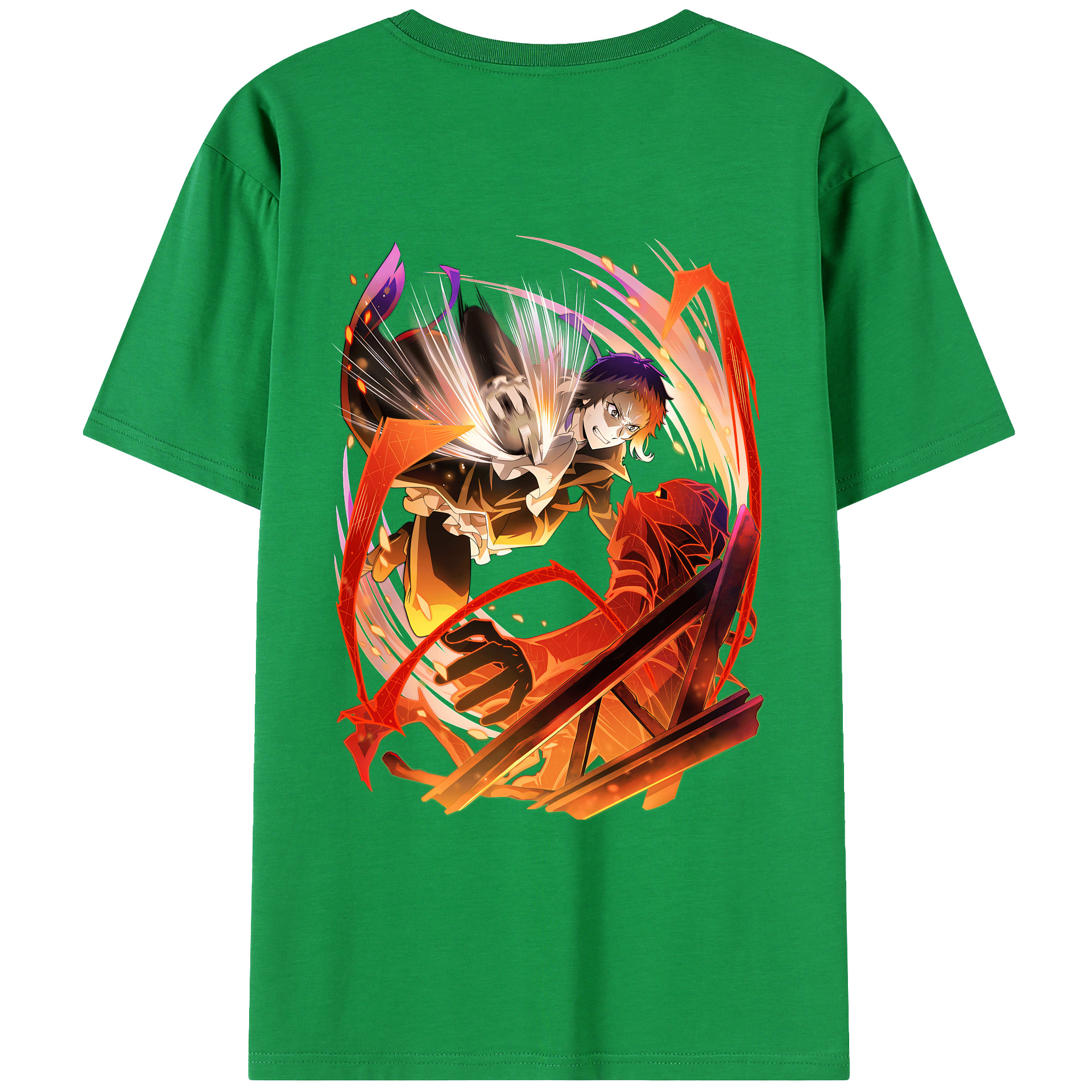 （画像用） 文豪ストレイドッグス Bungo Stray Dogs 綿100％ メンズ半袖Tシャツ（バックプリント） 通気性