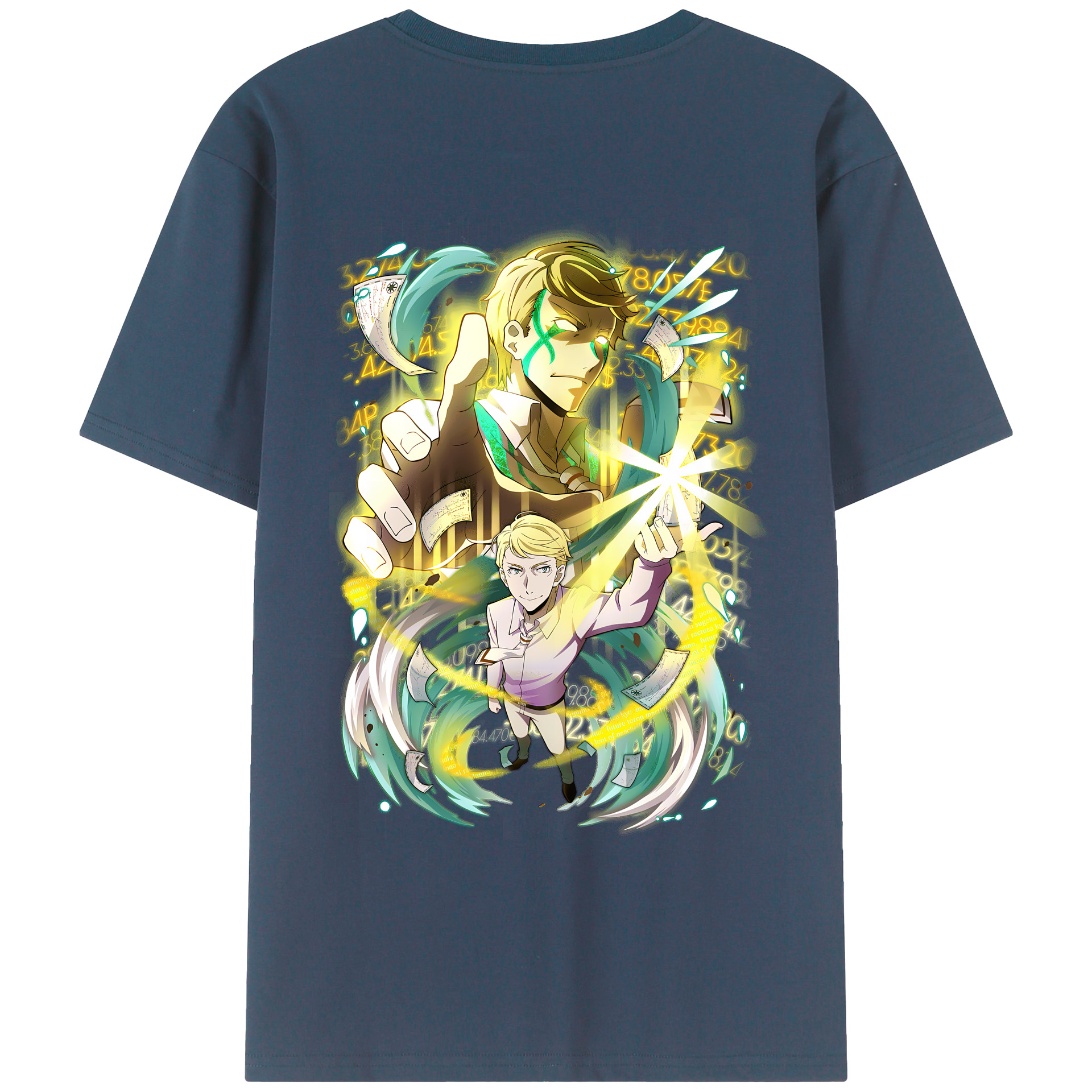 （画像用） 文豪ストレイドッグス Bungo Stray Dogs 綿100％ メンズ半袖Tシャツ（バックプリント） 通気性